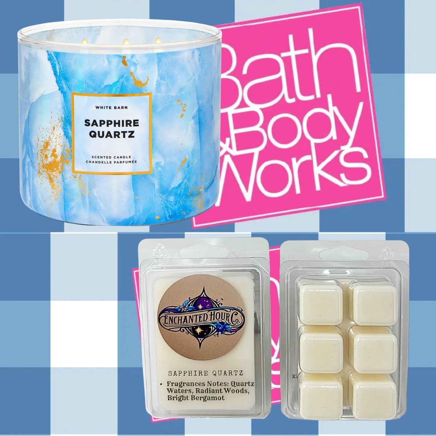 Sapphire Quartz Wax Melts | Bath & Body Works | Blue Lotus, Cool Breeze, Soft Amber Scent | Enchanted Hour Co