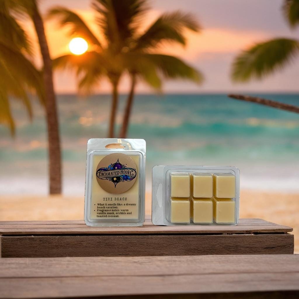 Tiki Beach Wax Melts | Bath and Body Works Wax Melts | Coconut Vanilla & Warm Sandalwood Scent | Enchanted Hour Co.