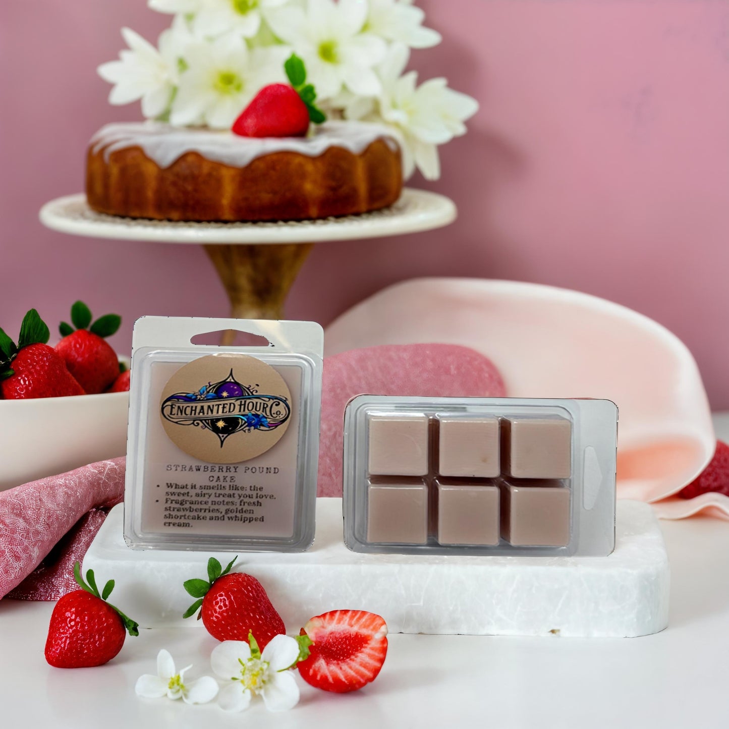 Strawberry Pound Cake Wax Melts | Bath and Body Works Wax Melts | Sweet Strawberries & Buttery Vanilla Scent | Enchanted Hour Co.