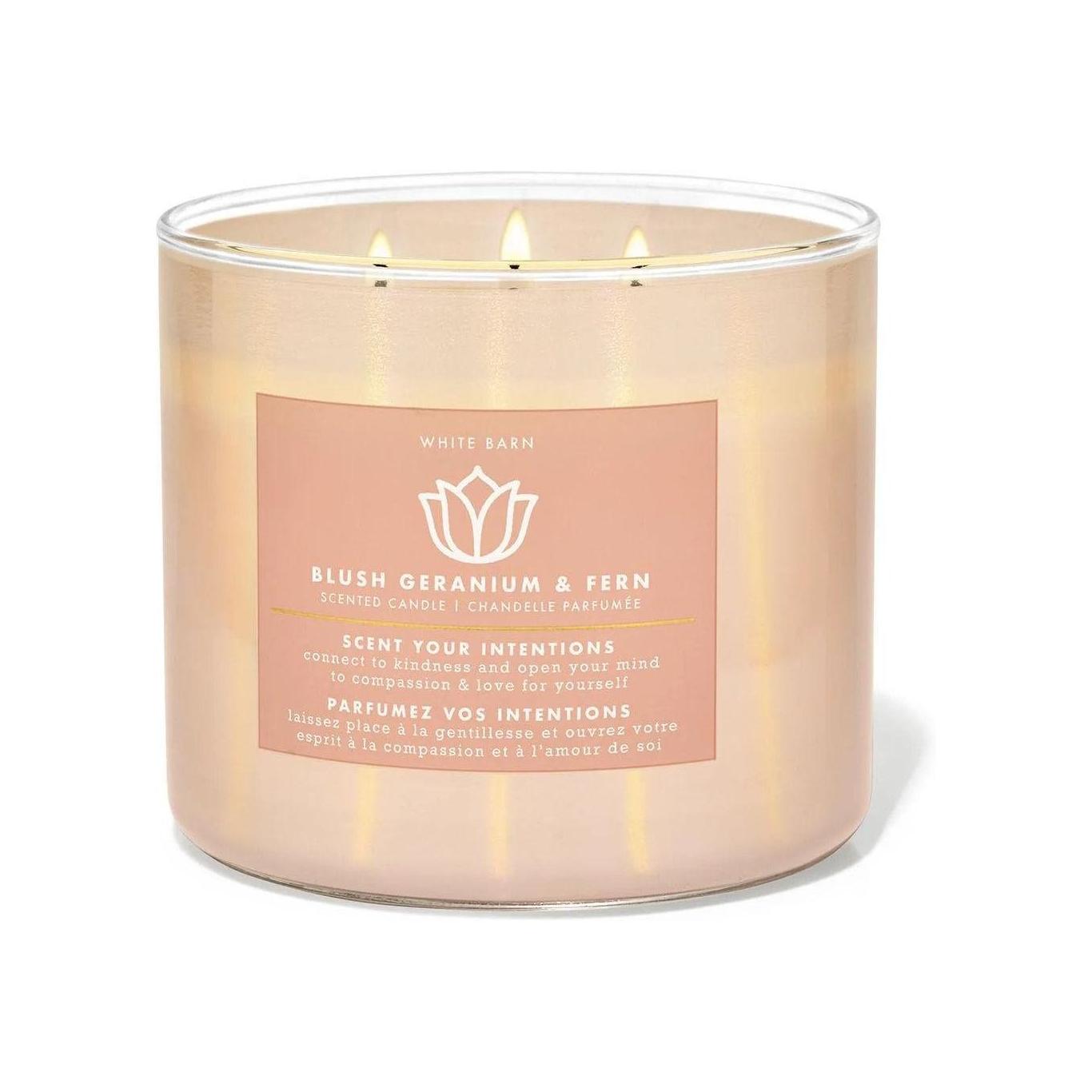 Barh & Body Works Bluesh Geranium & Fern 3-Wick Scented Candle