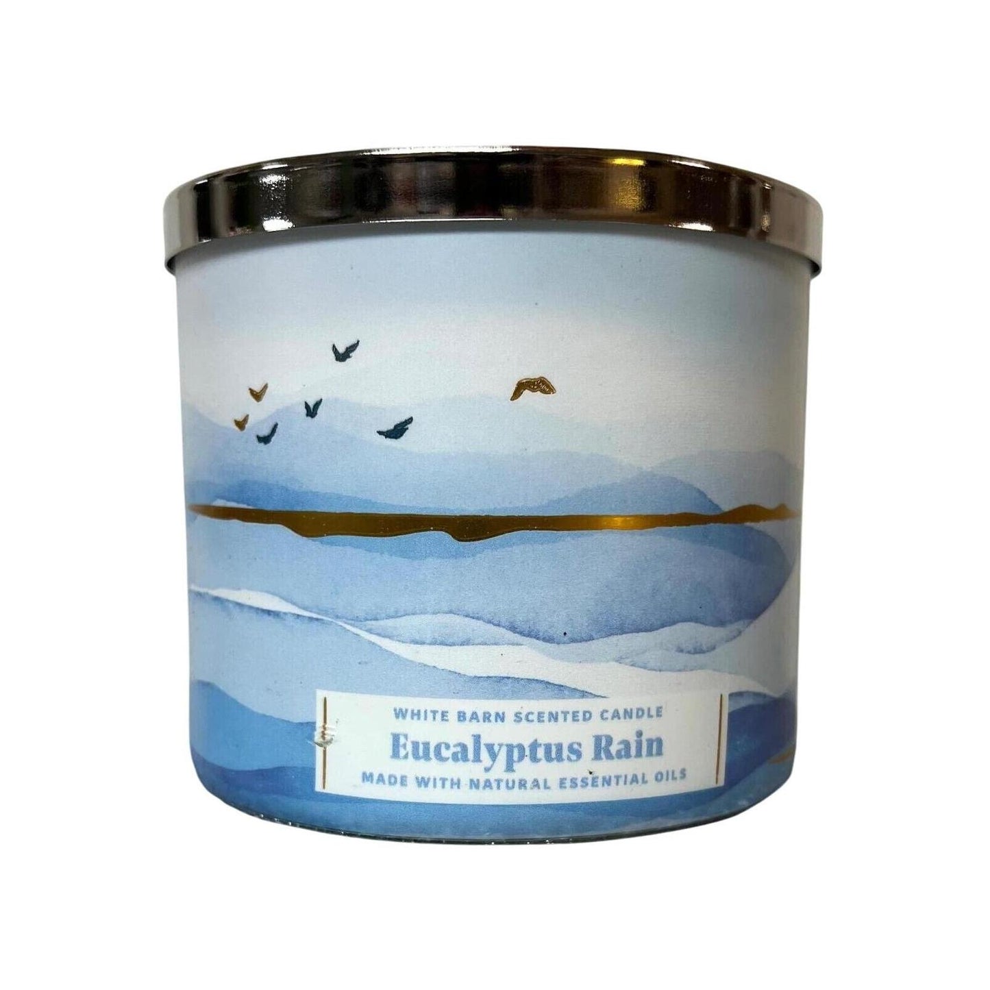 Bath & Body Works 3 Wick Candle Eucalyptus Rain White Barn Scented Candle (White Barn)