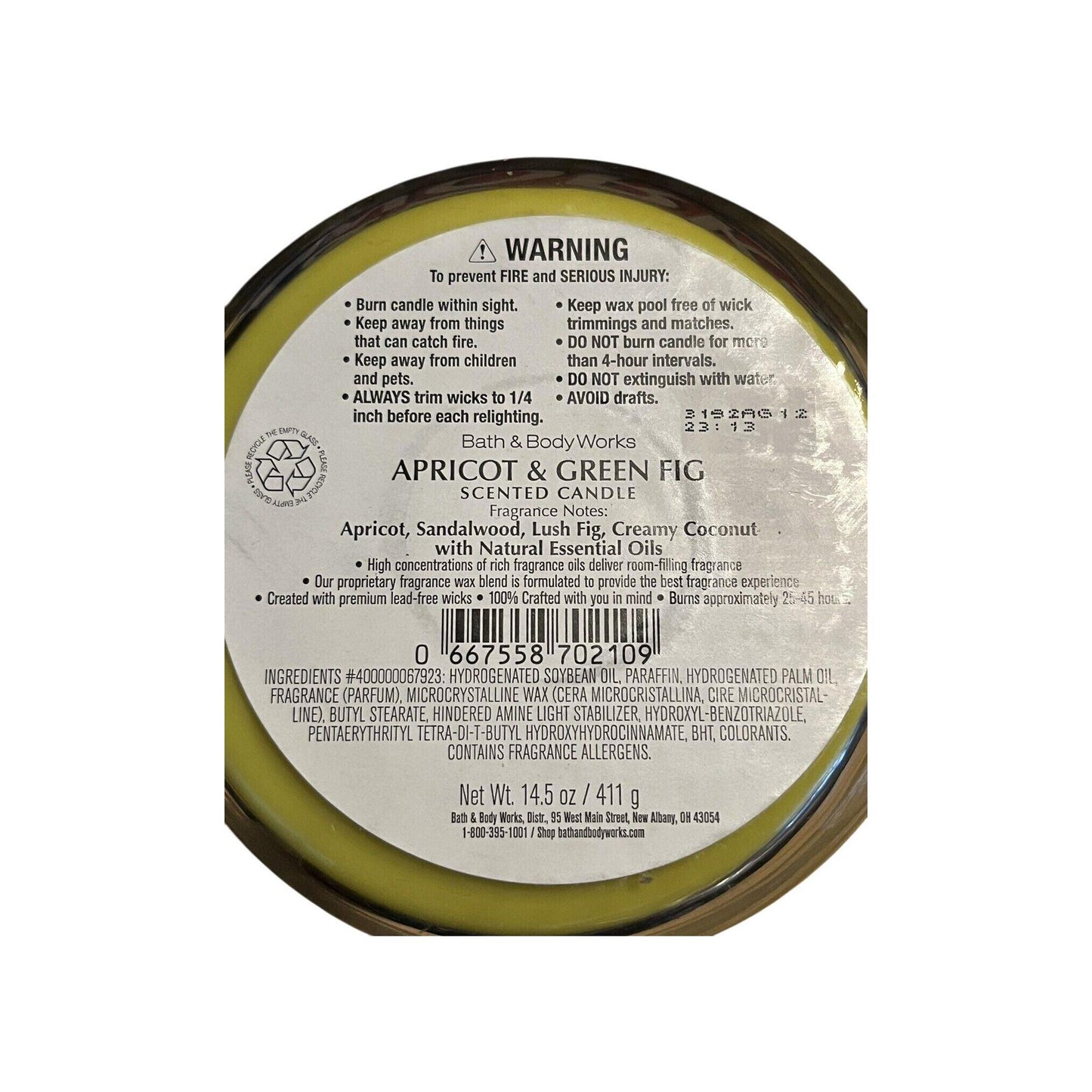 Bath & Body Works Apricot & Green Fig Scented 3-Wick Candle