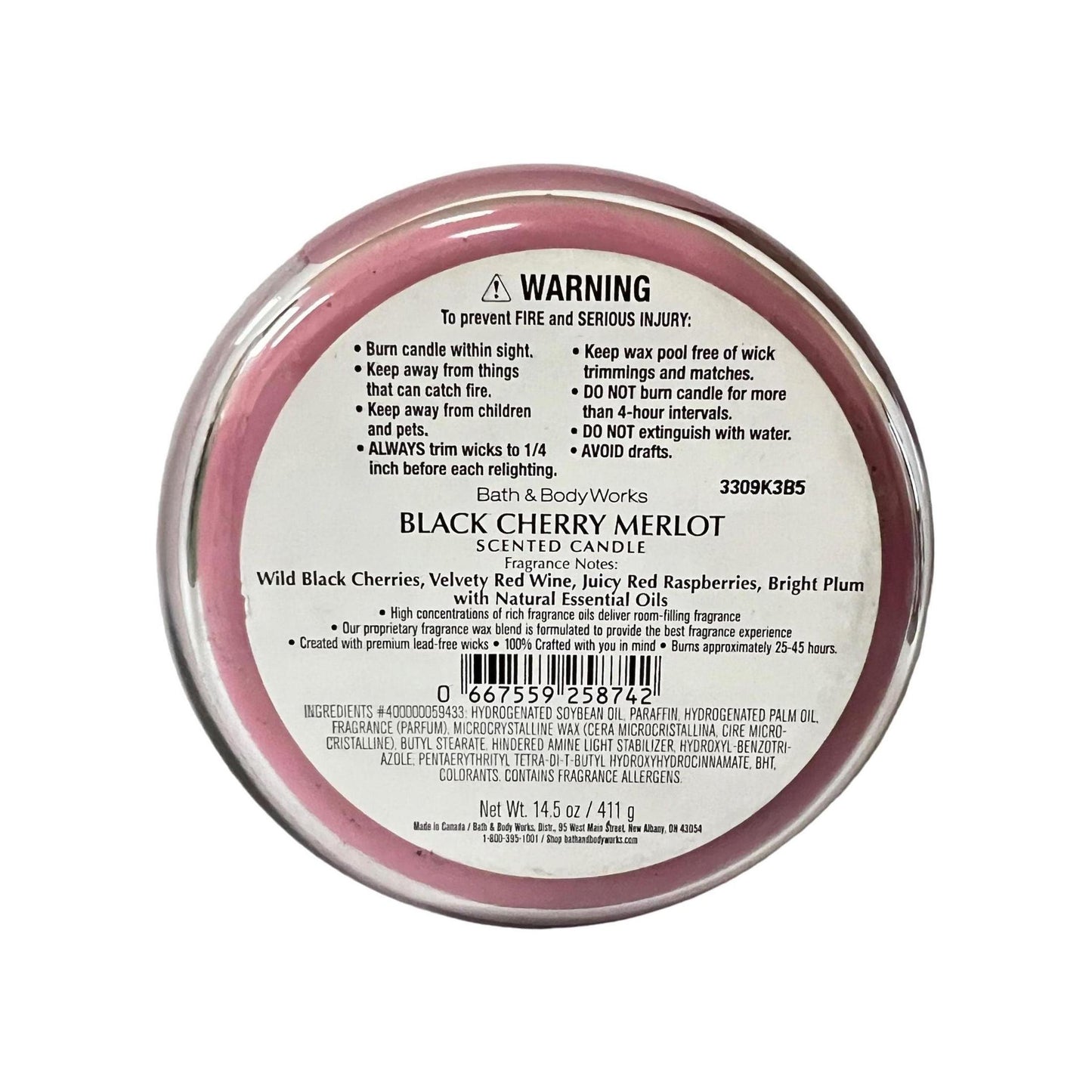 Bath & Body Works Black Cherry Merlot Scented 3-Wick Candle