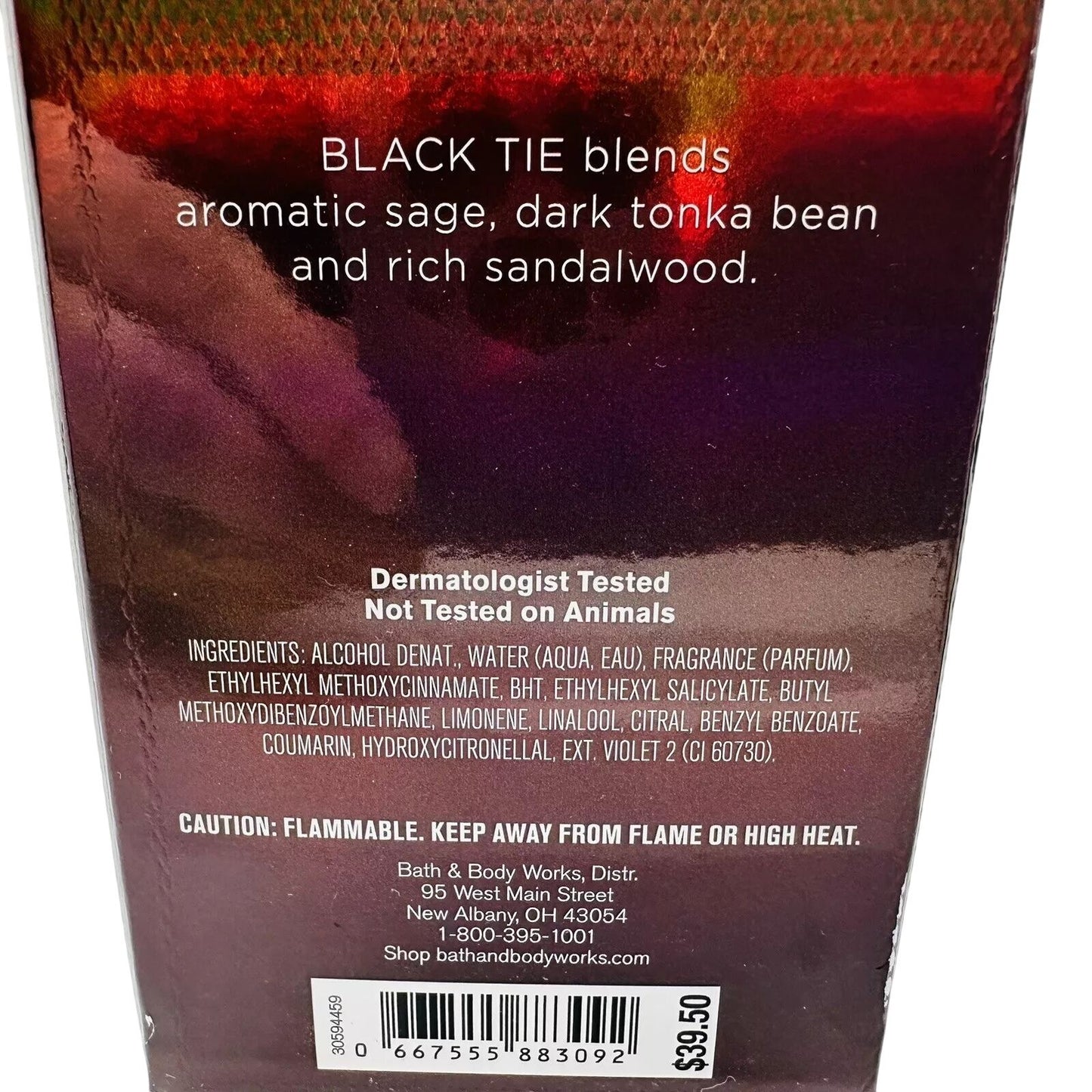 Bath & Body Works Black Tie Cologne With Aromatic Sage, Dark Tonka Bean And Rich Sansalwood (Men's Collection)