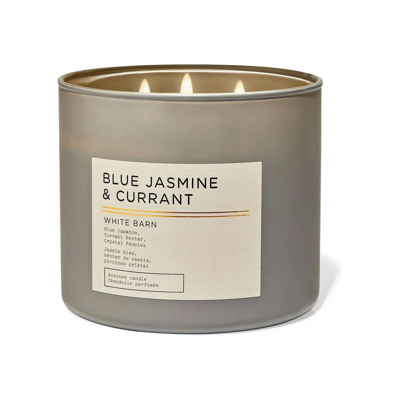 Bath & Body Works Blue Jasmine & Currant 3-Wick Scented Candle (White Barn)
