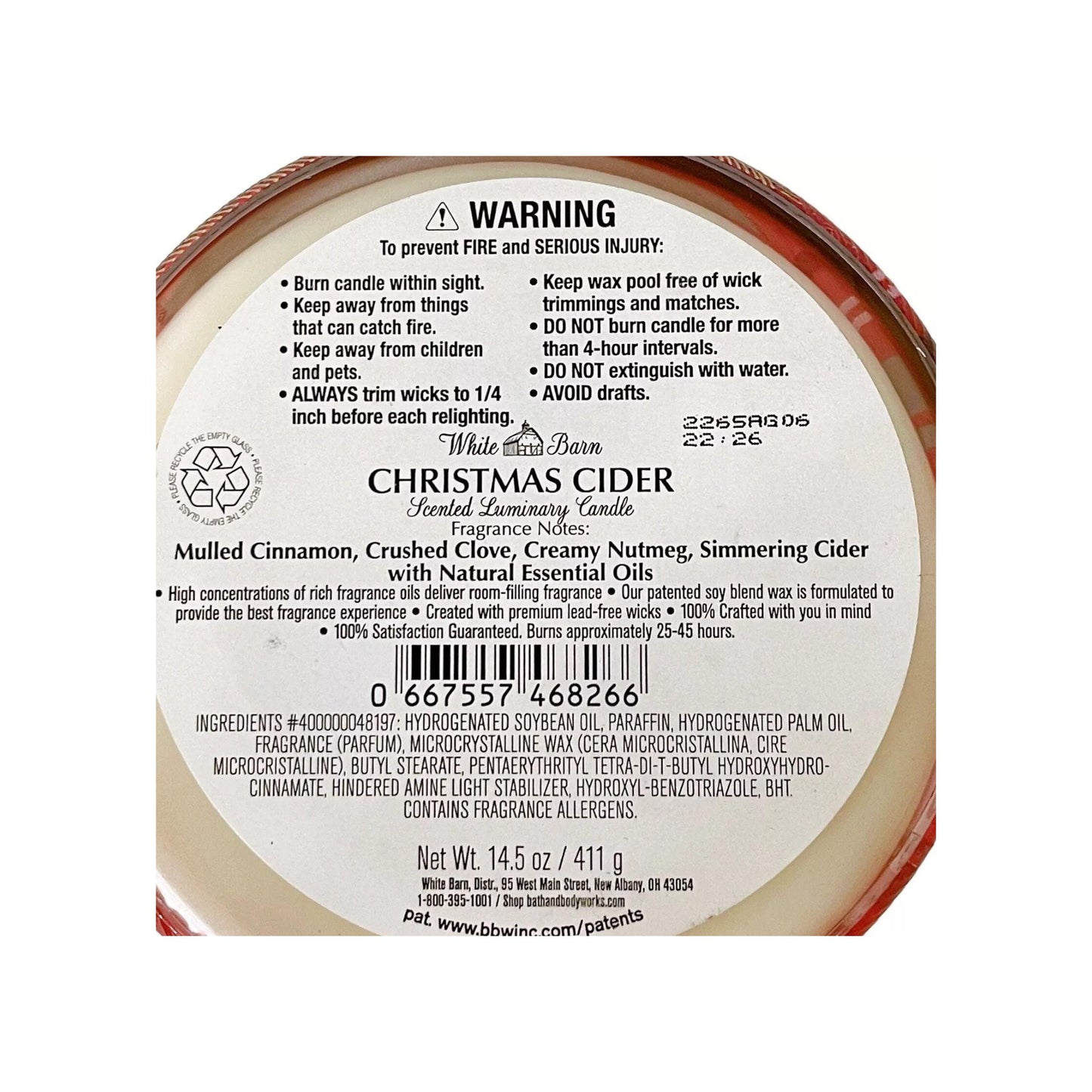 Bath & Body Works Christmas Cider Scented 3-Wick Candle