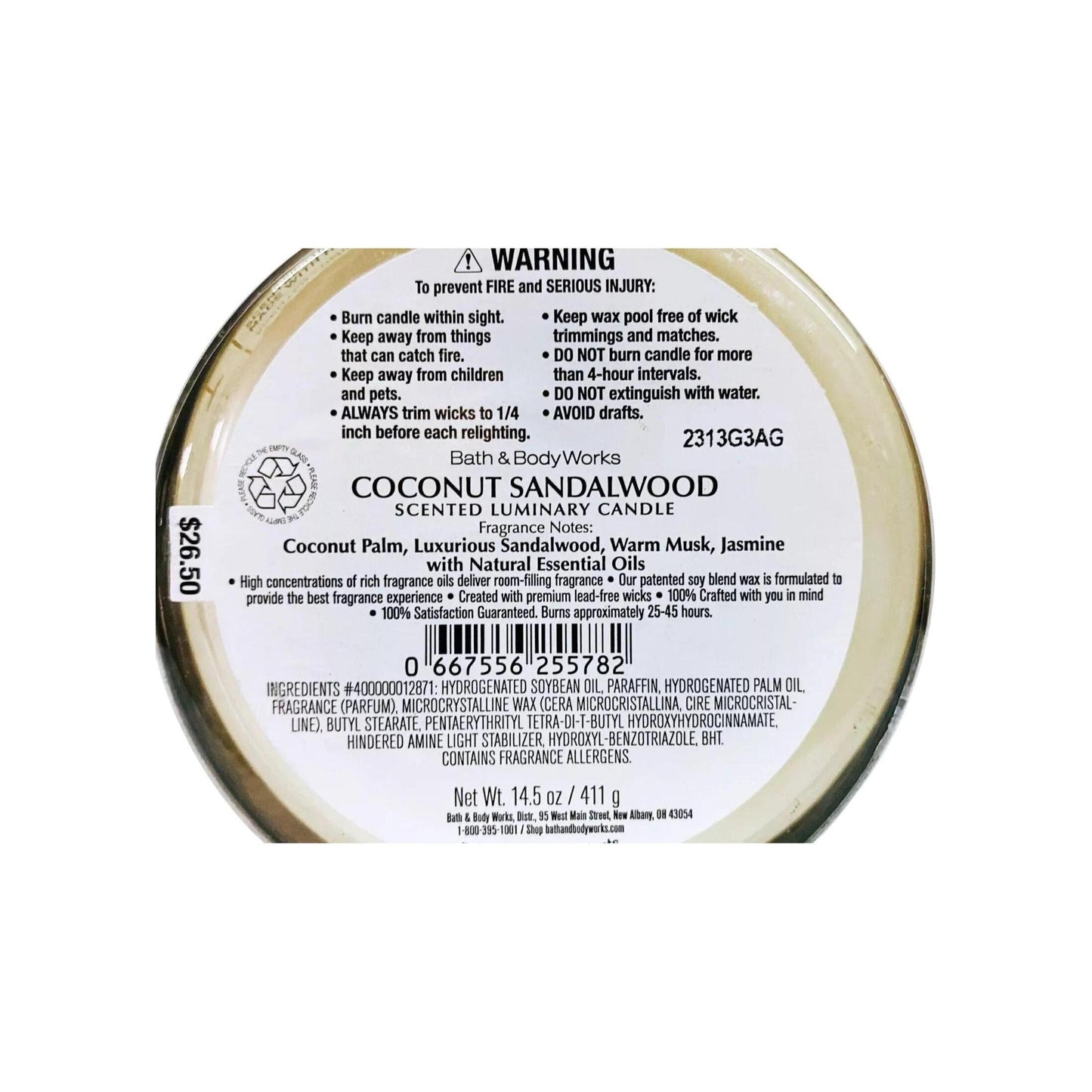 Bath & Body Works Coconut Sandalwood Scented 3-Wick Candle