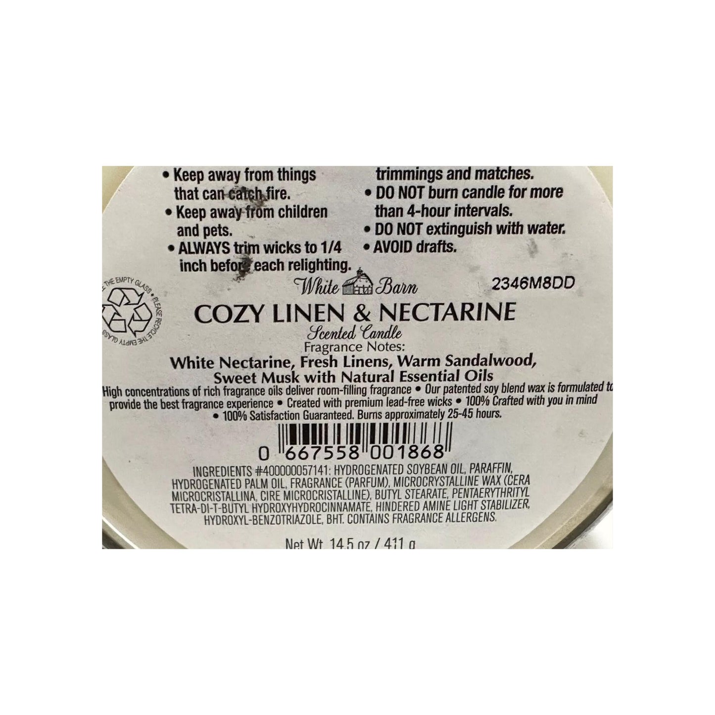 Bath & Body Works Cozy Linen & Nectarine 3-Wick Candles