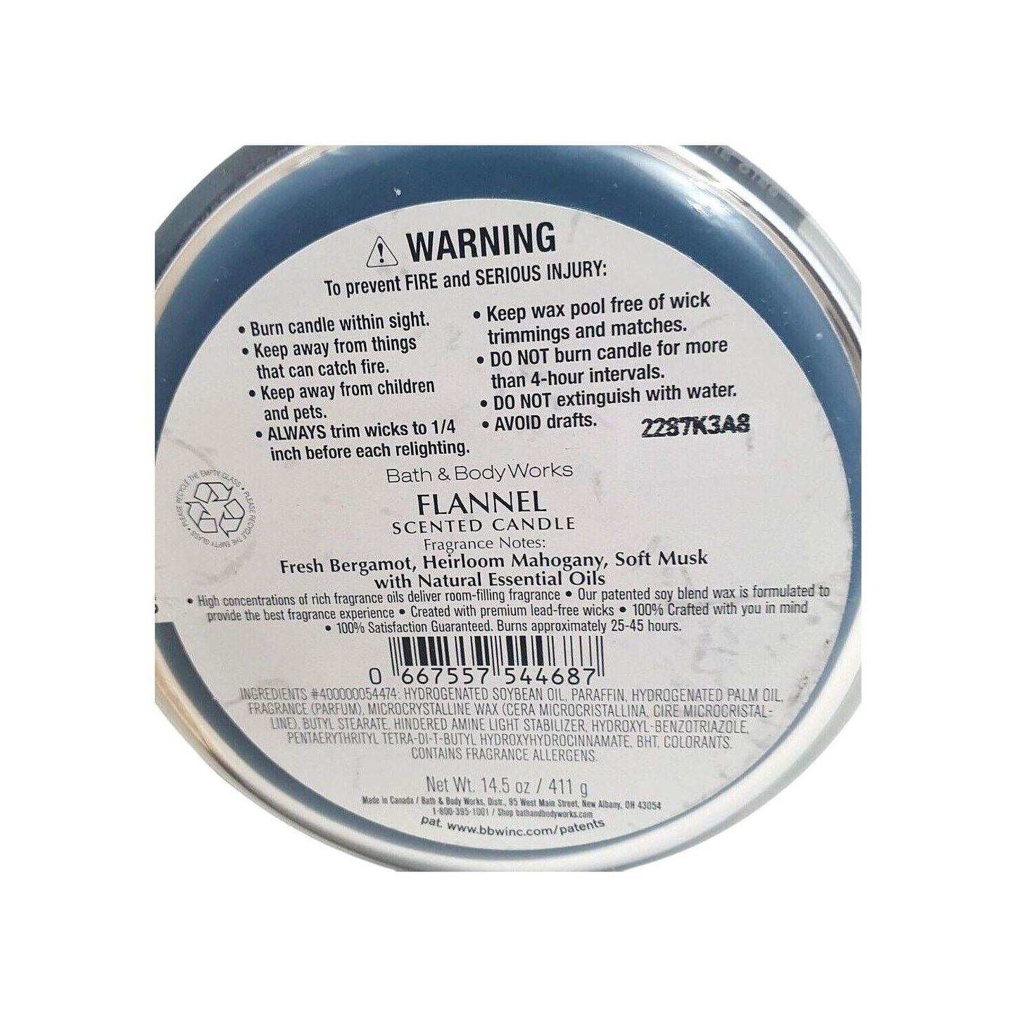 Bath & Body Works Flannel Scented 3-Wick Candle