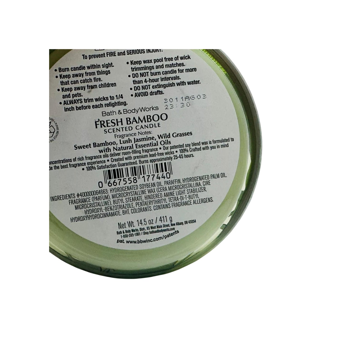 Bath & Body Works Fresh Bamboo 3-Wick Candle (White Barn)