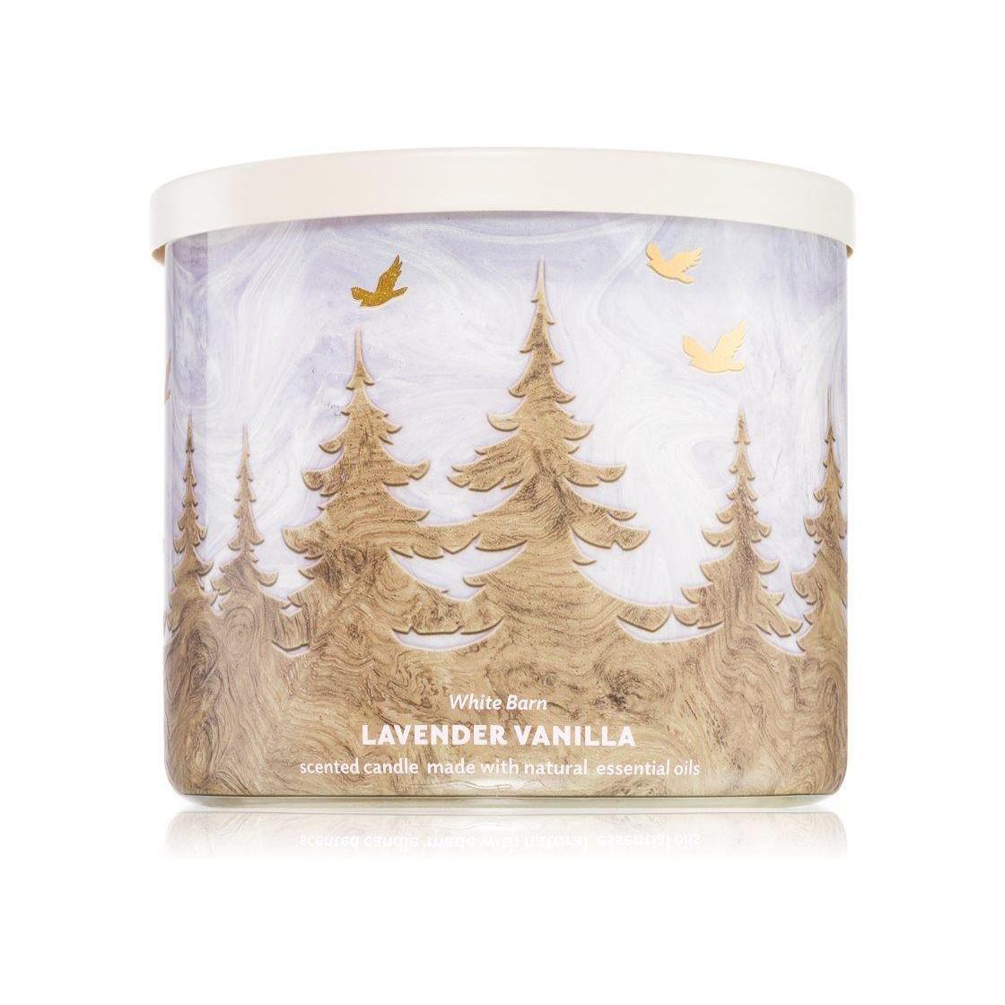 Bath & Body Works Lavender Vanilla White Barn Scented 3 Wick Candle (White Barn)