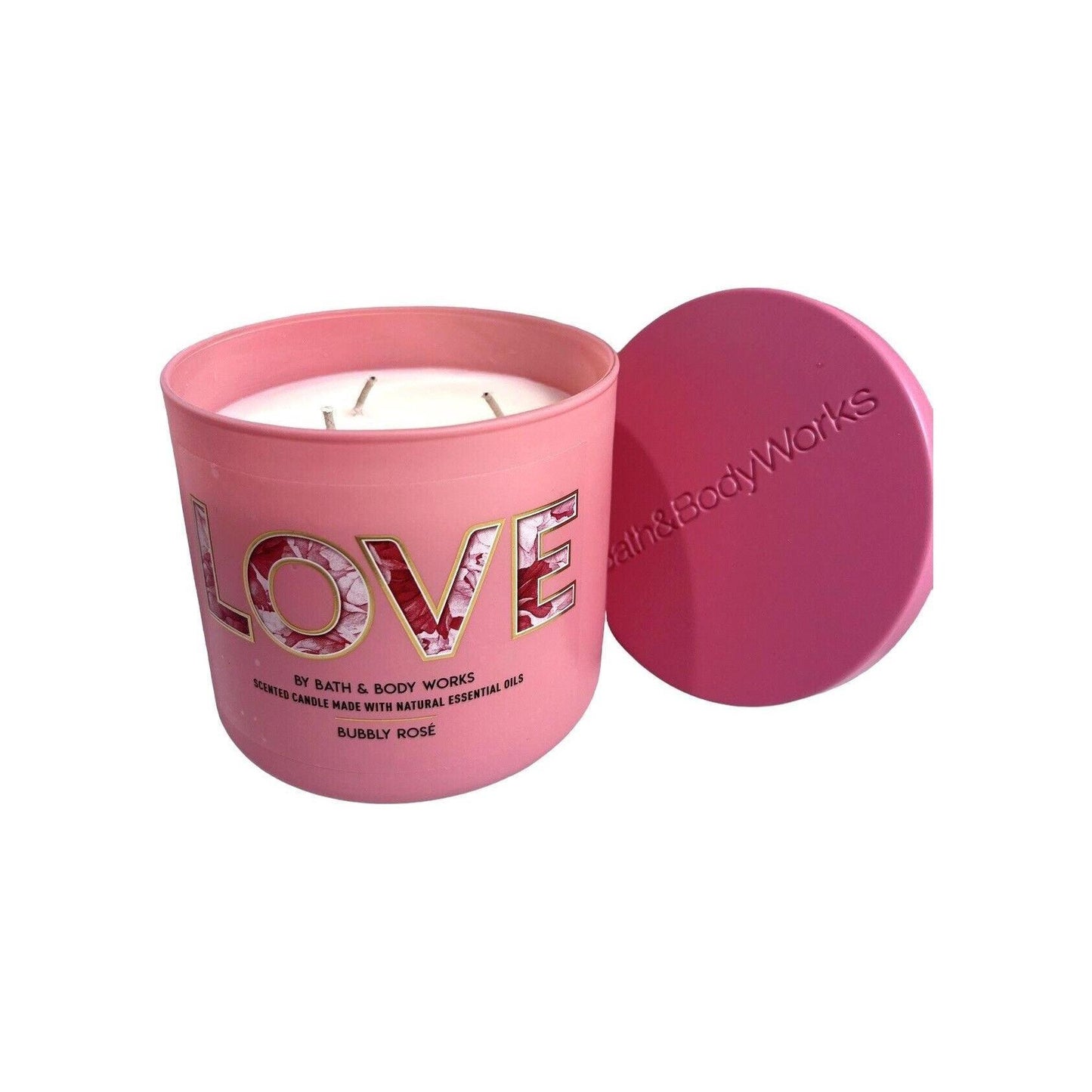 Bath & Body Works LOVE Bubbly Rosé 3-Wick Candle Pink