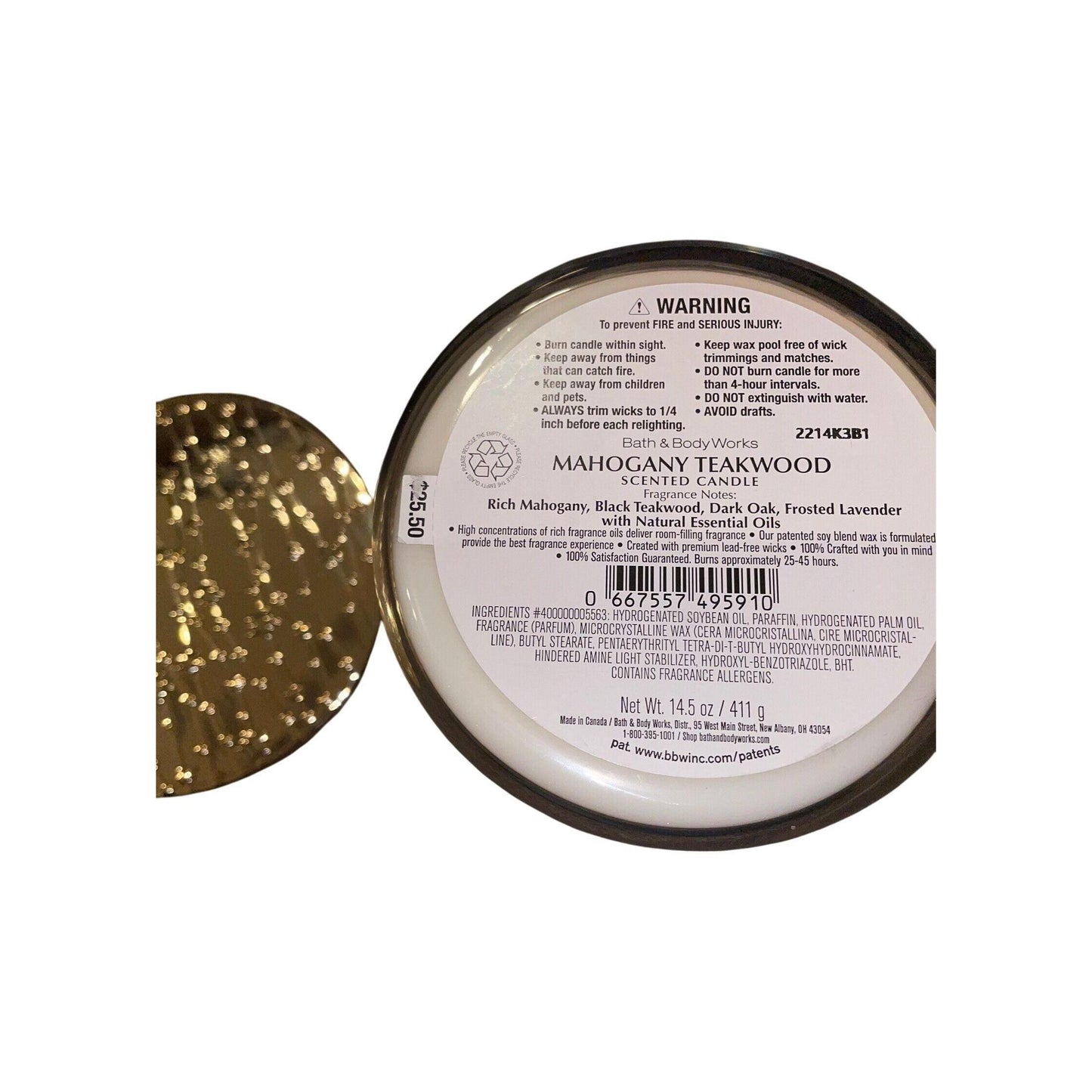 Bath & Body Works Mahogany Teakwood Scented 3-Wick Candle