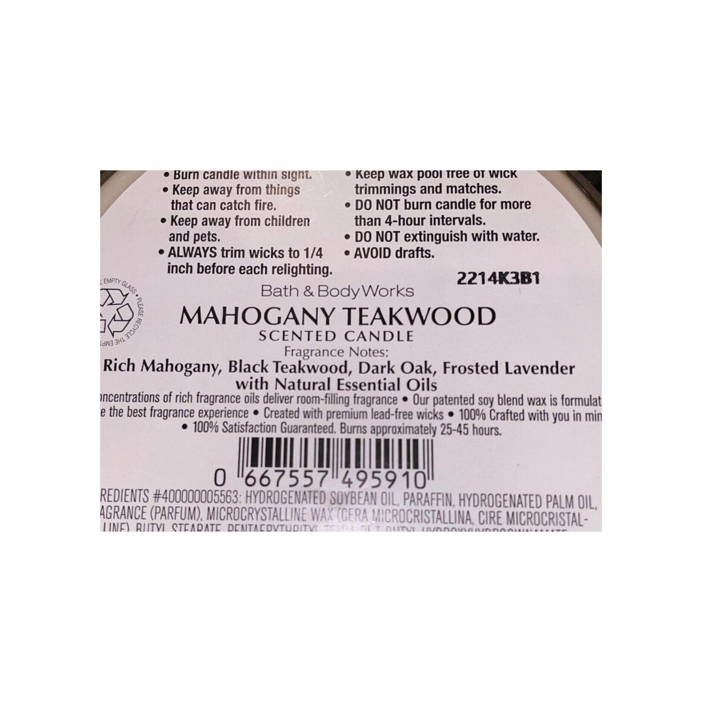 Bath & Body Works Mahogany Teakwood Scented 3-Wick Candle