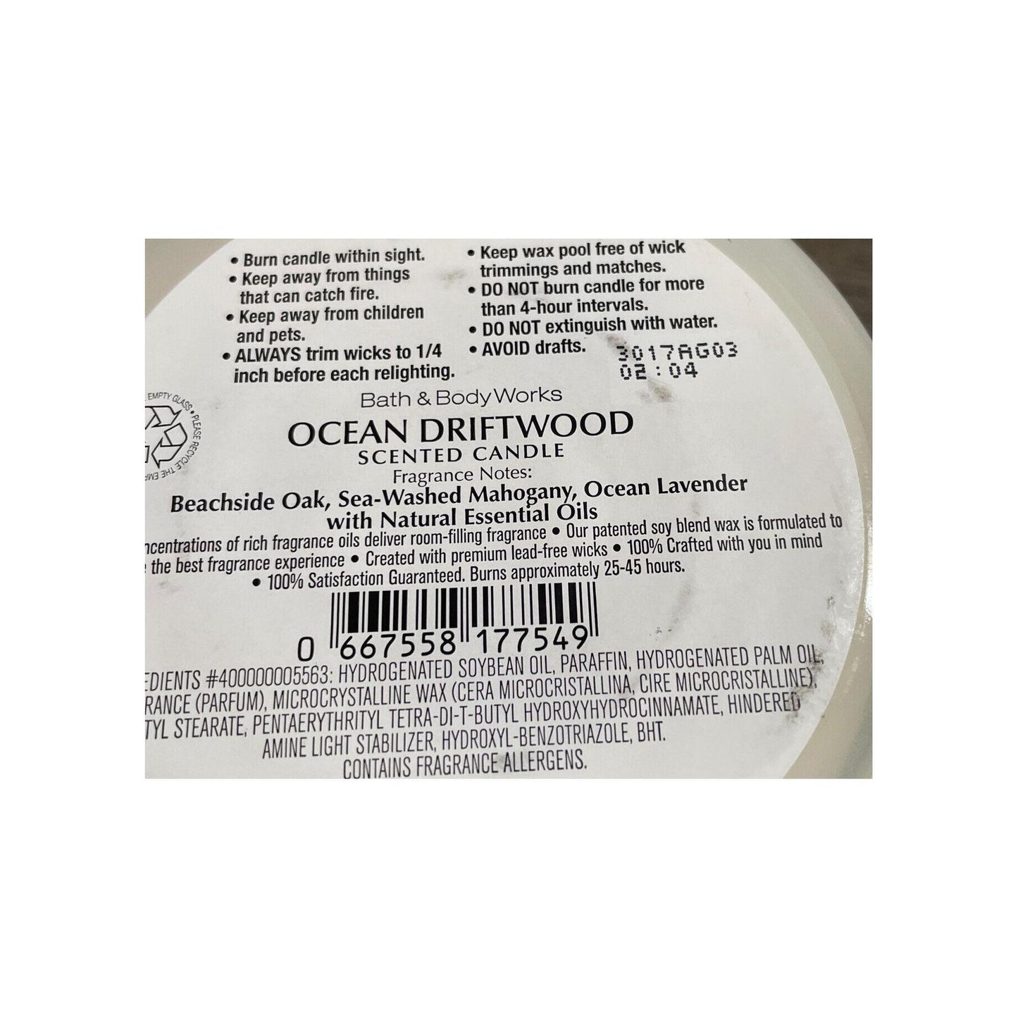 Bath & Body Works Ocean Driftwood Scented 3-Wick Candle With Natural Essential Oils