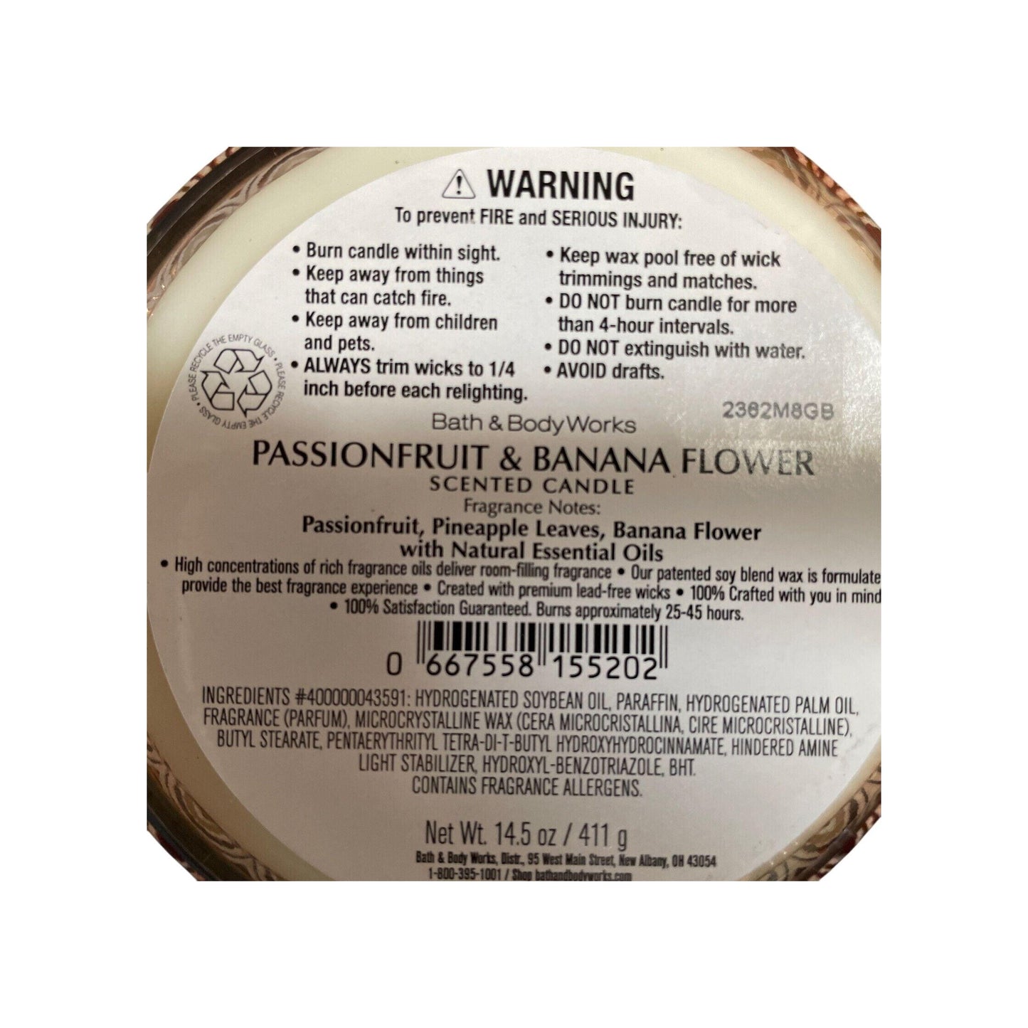 Bath & Body Works Passionfruit & Banana Flower Scented 3-Wick Candle