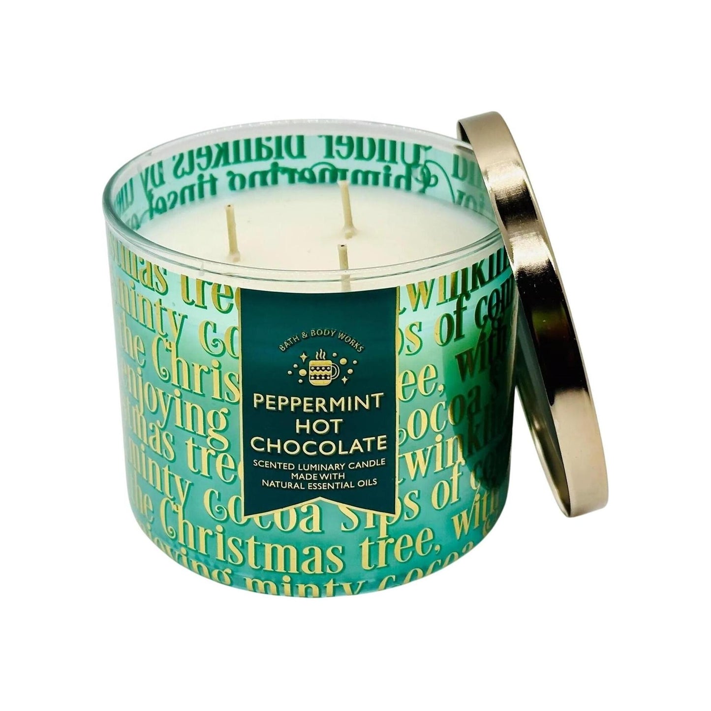 Bath & Body Works Peppermint Hot Chocolate Scented Luminary 3-Wick Candle With Natural Essential Oils