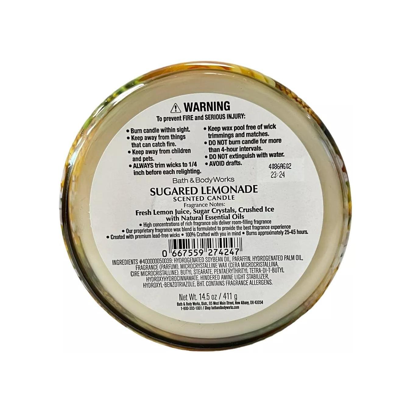 Bath & Body Works Sugared Lemonade Scented 3 Wick Candle