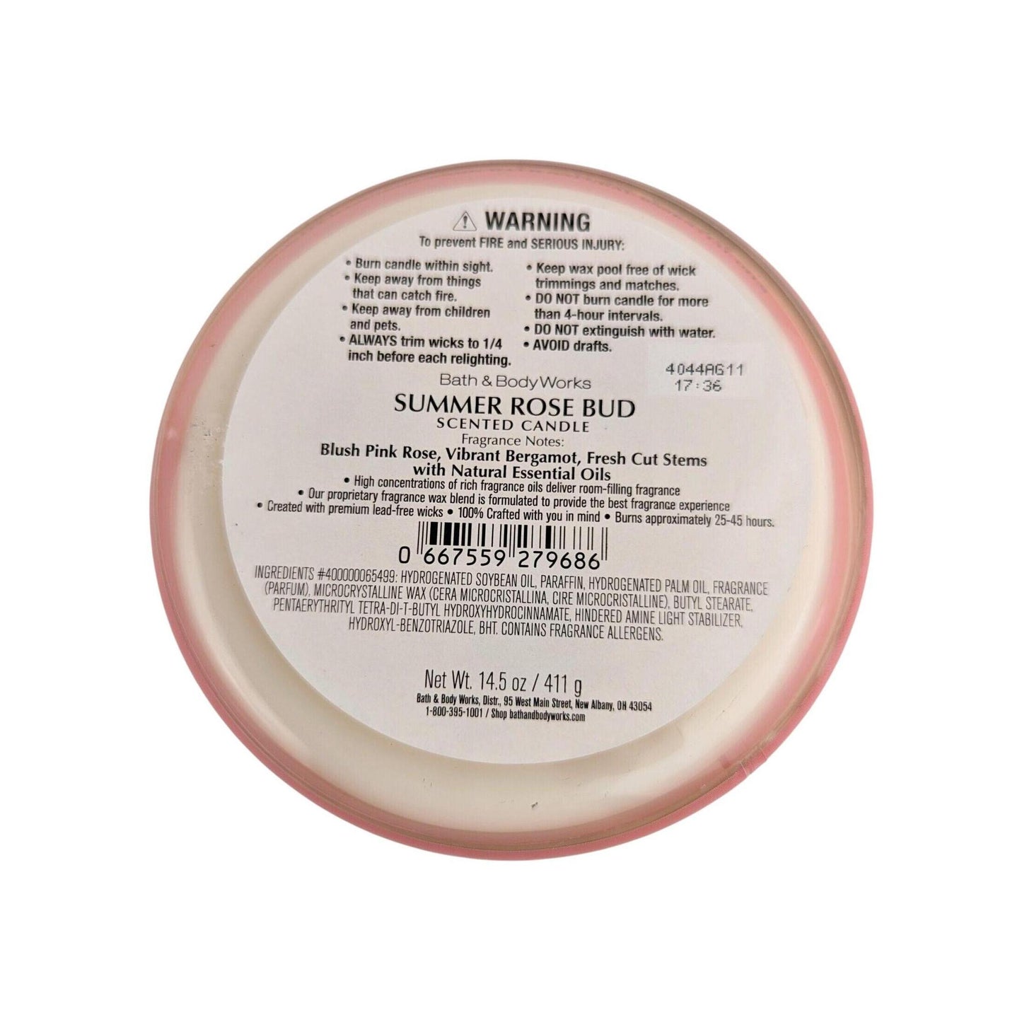 Bath & Body Works Summer Rose Bud Scented 3-Wick Candle