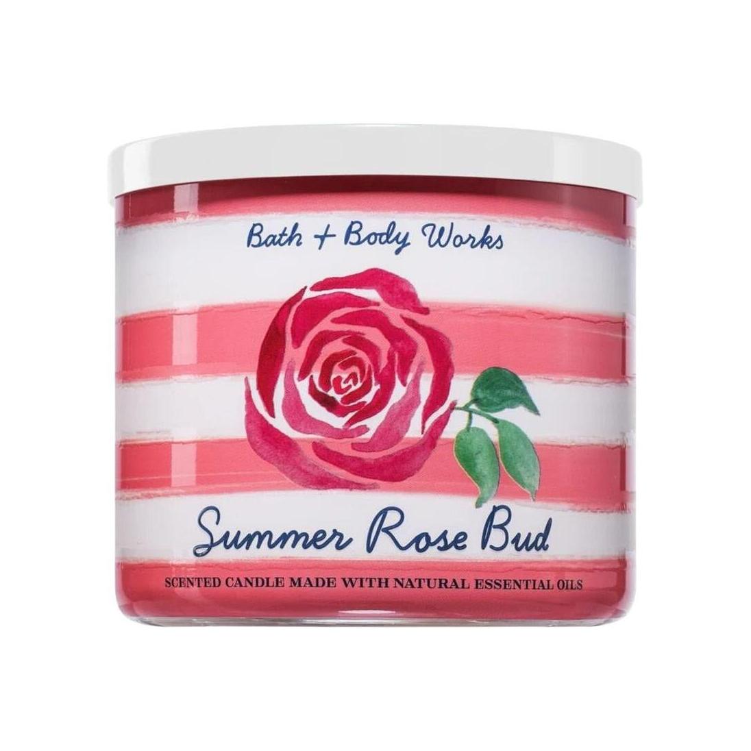 Bath & Body Works Summer Rose Bud Scented 3-Wick Candle