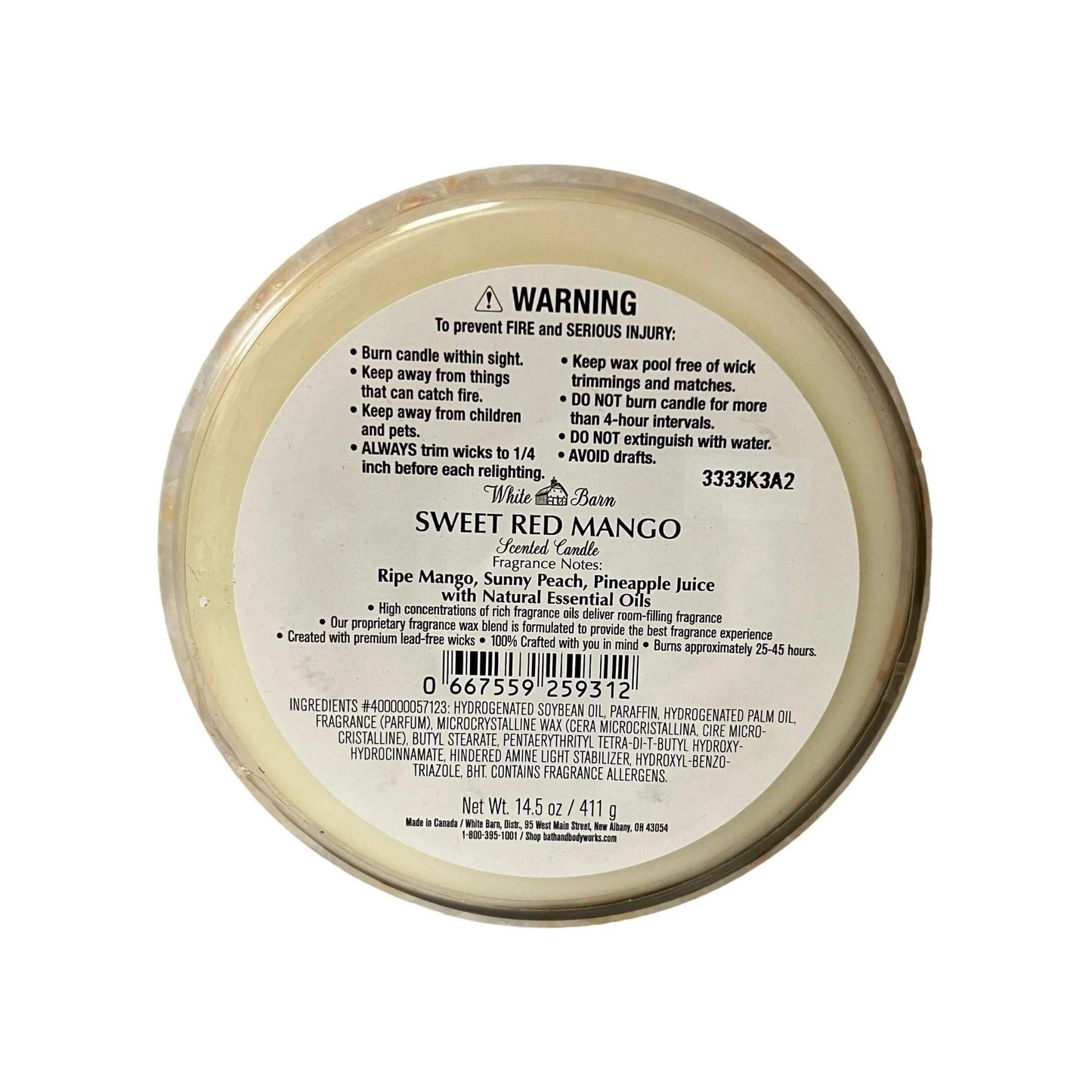 Bath & Body Works Sweet Red Mango Scented 3-Wick Candle (White Barn)
