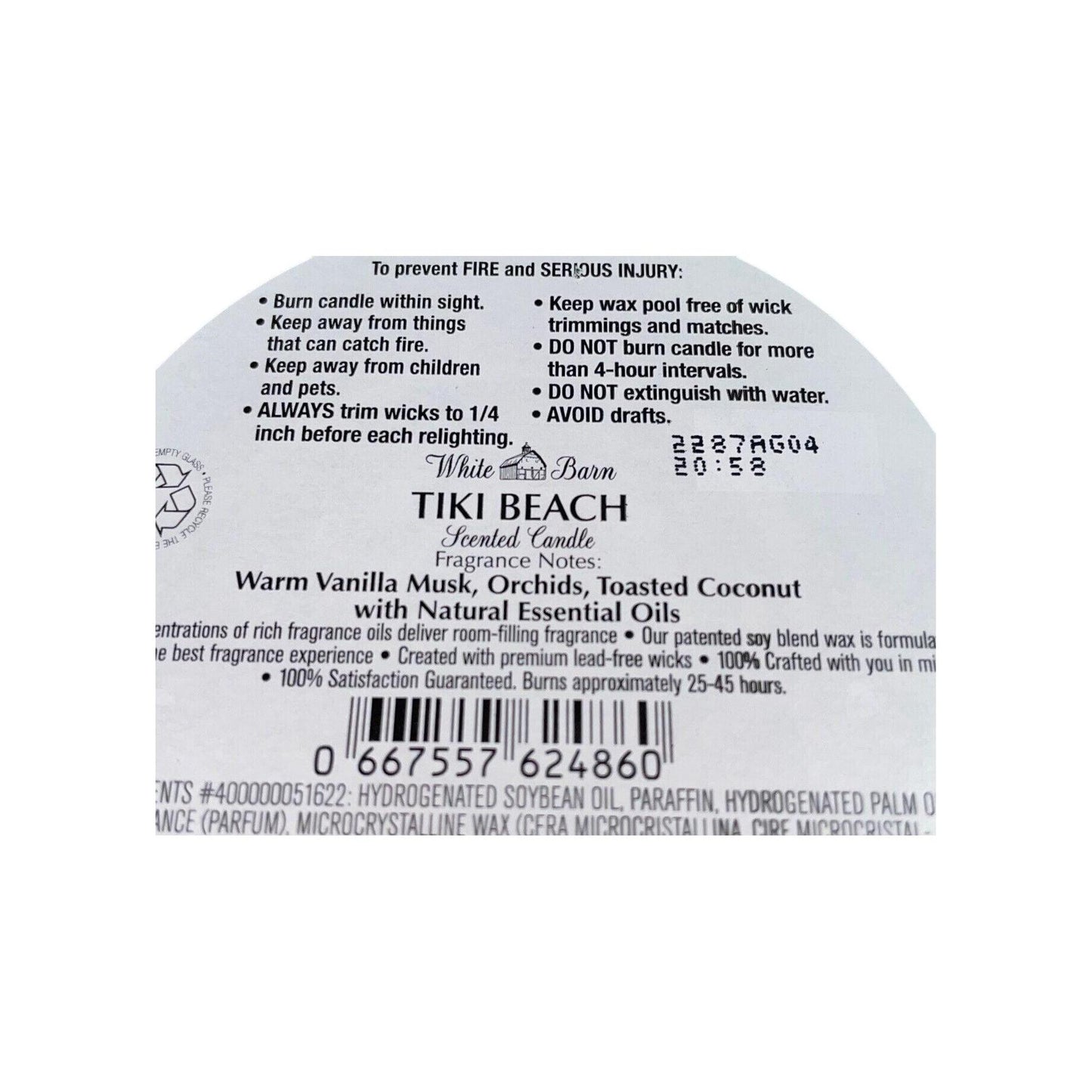 Bath & Body Works Tiki Beach 3-Wick Candle With Vanilla Musk, Fresh Orchilds, Toasted Coconut, And Essential Oils
