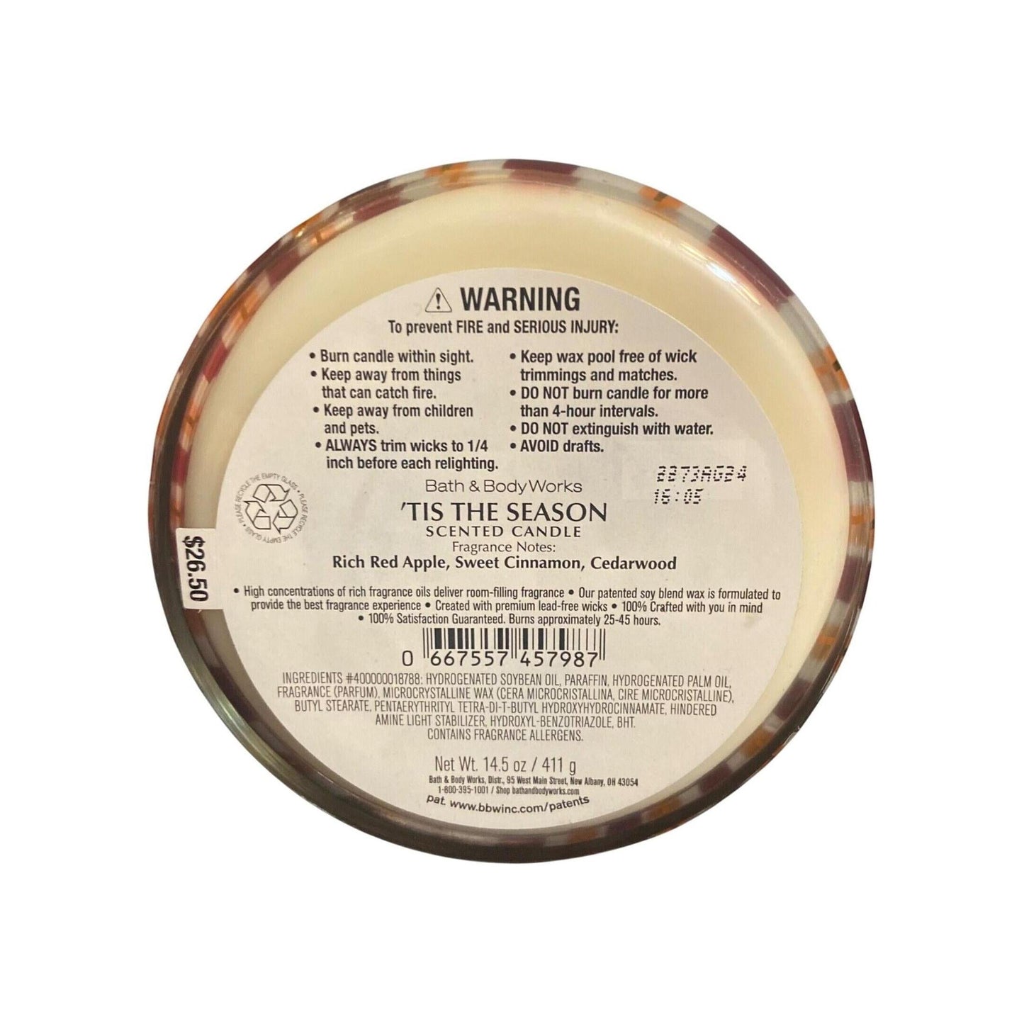 Bath & Body Works ’Tis The Season Scented 3-Wick Candle
