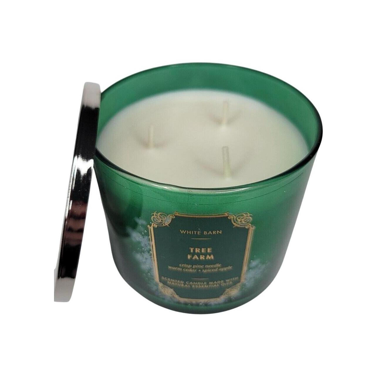 Bath & Body Works Tree Farm Scented 3-Wick Candle Crisp Pine Needle, Warm Cedar, Spiced Apple (White Barn)