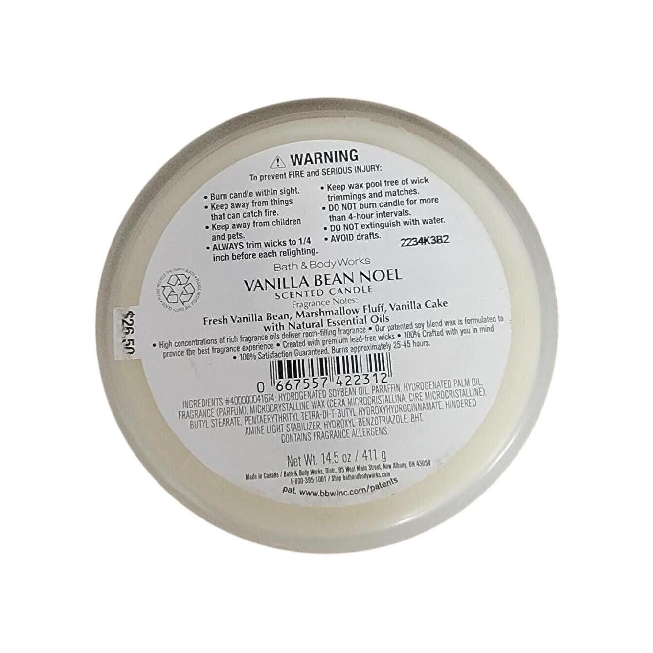 Bath & Body Works Vanilla Bean Noel Scented 3-Wick Candle