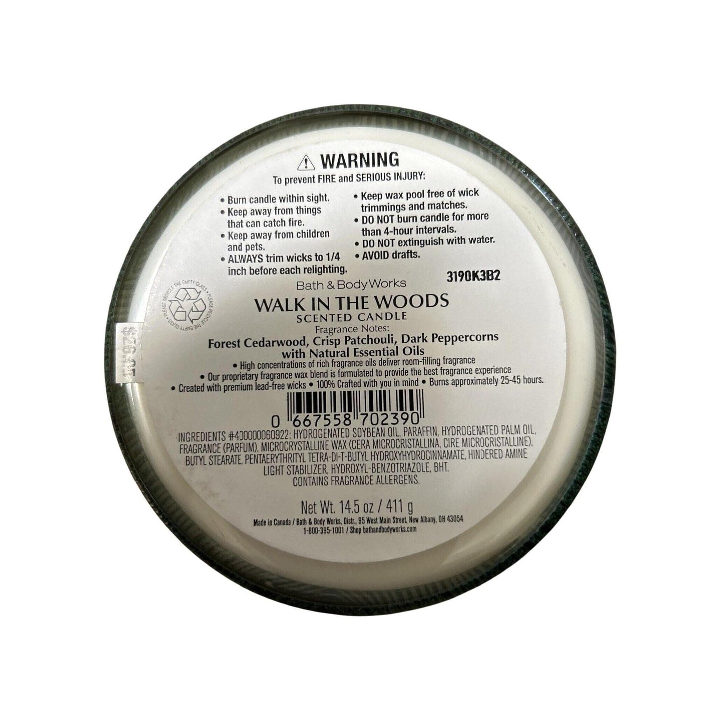 Bath & Body Works Walk In The Woods Scented 3-Wick Candle