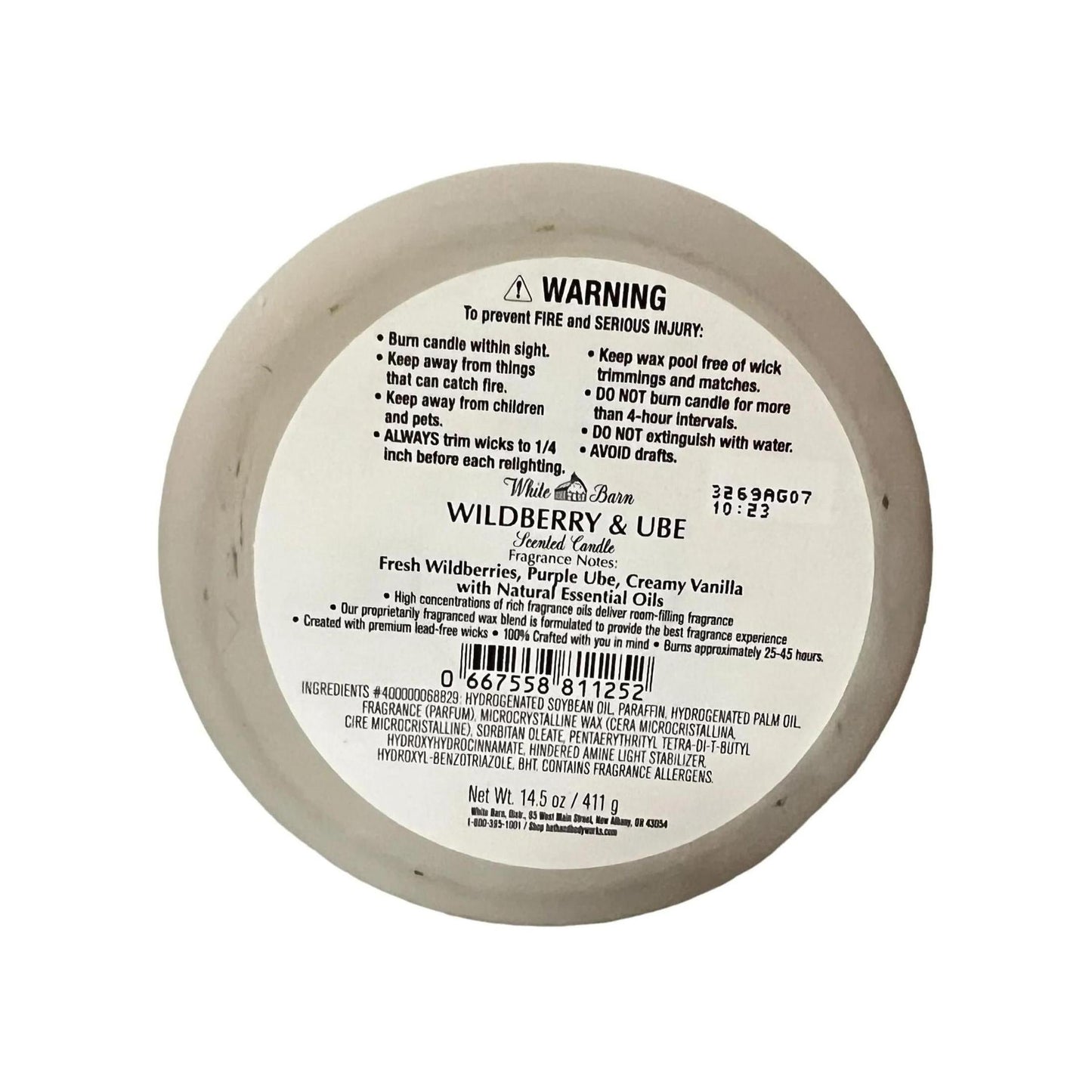 Bath & Body Works Wildberry & Ube 3-Wick Scented Candle (White Barn)