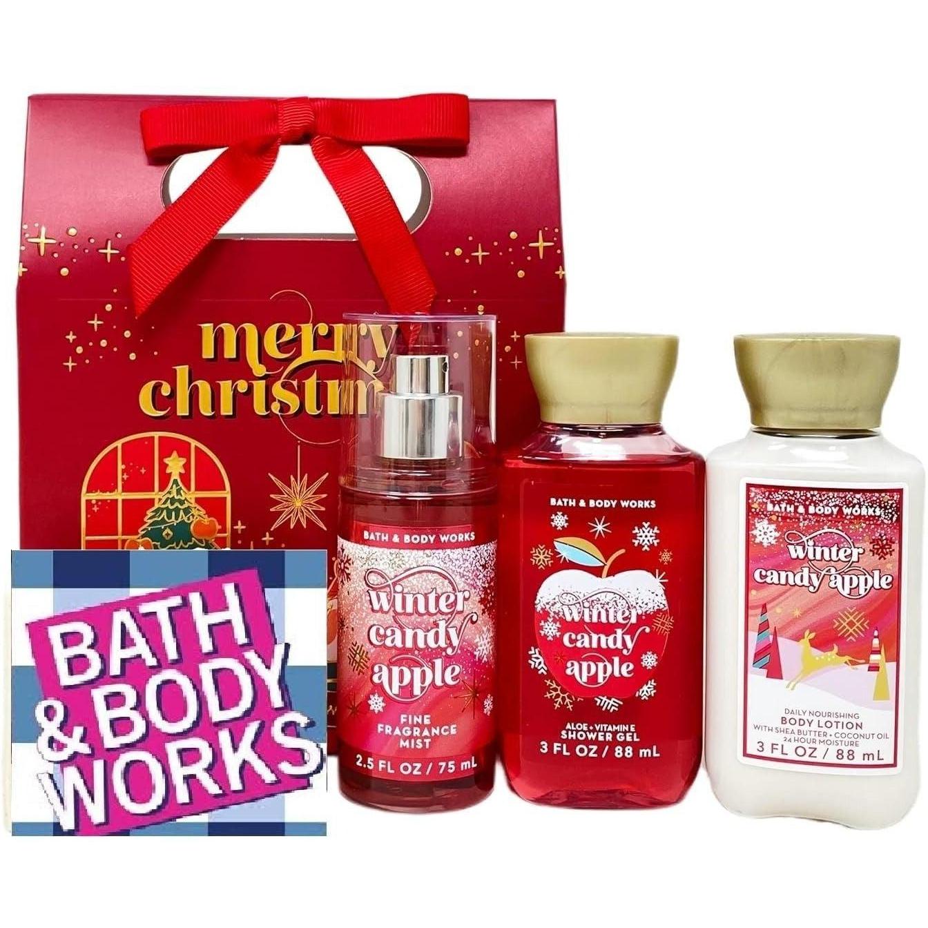 Bath & Body Works Winter Candy Apple Mini Gift Box Set - Fragrance Mist - Shower Gel - Body Lotion- Travel Size