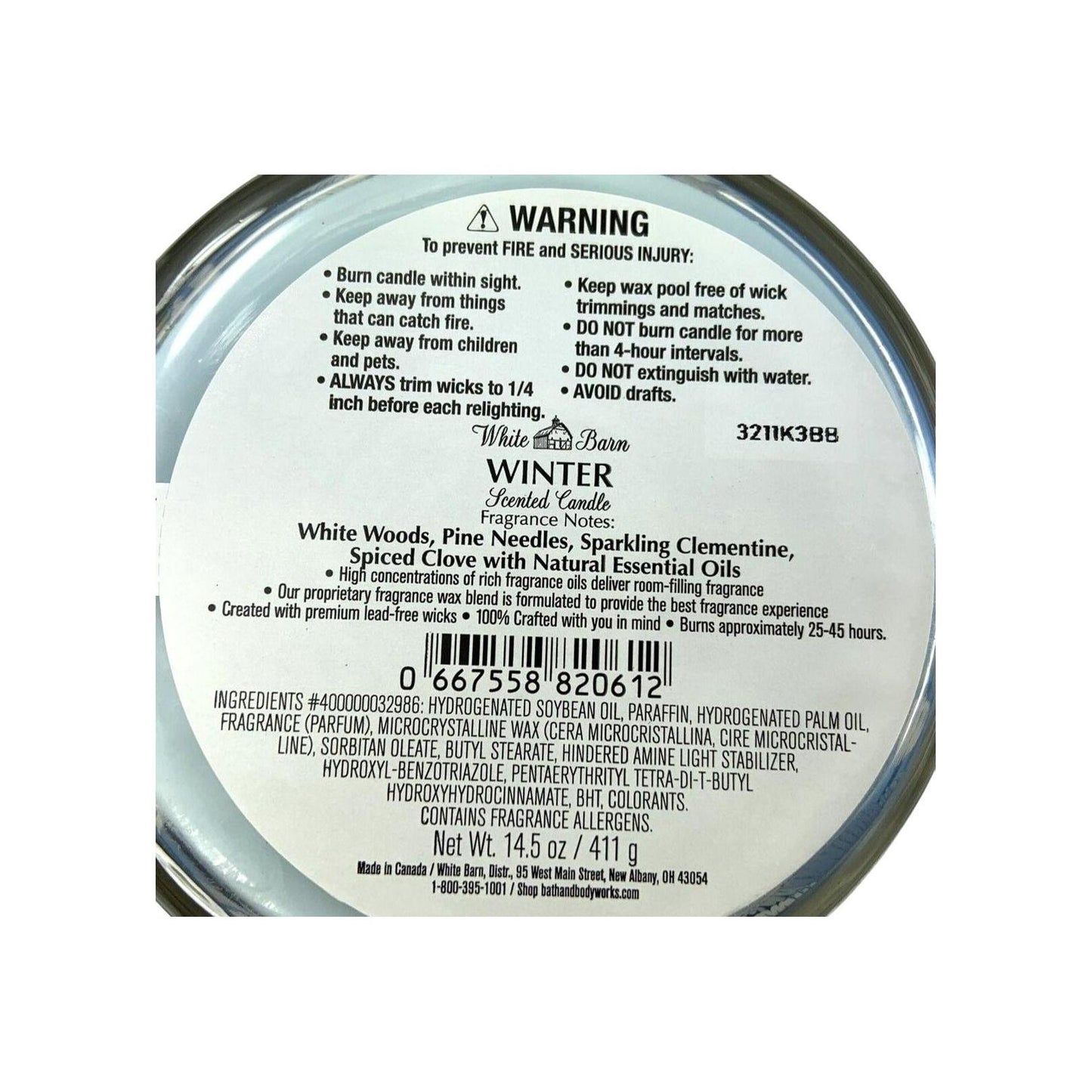 Bath & Body Works Winter Scented 3-Wick Candle