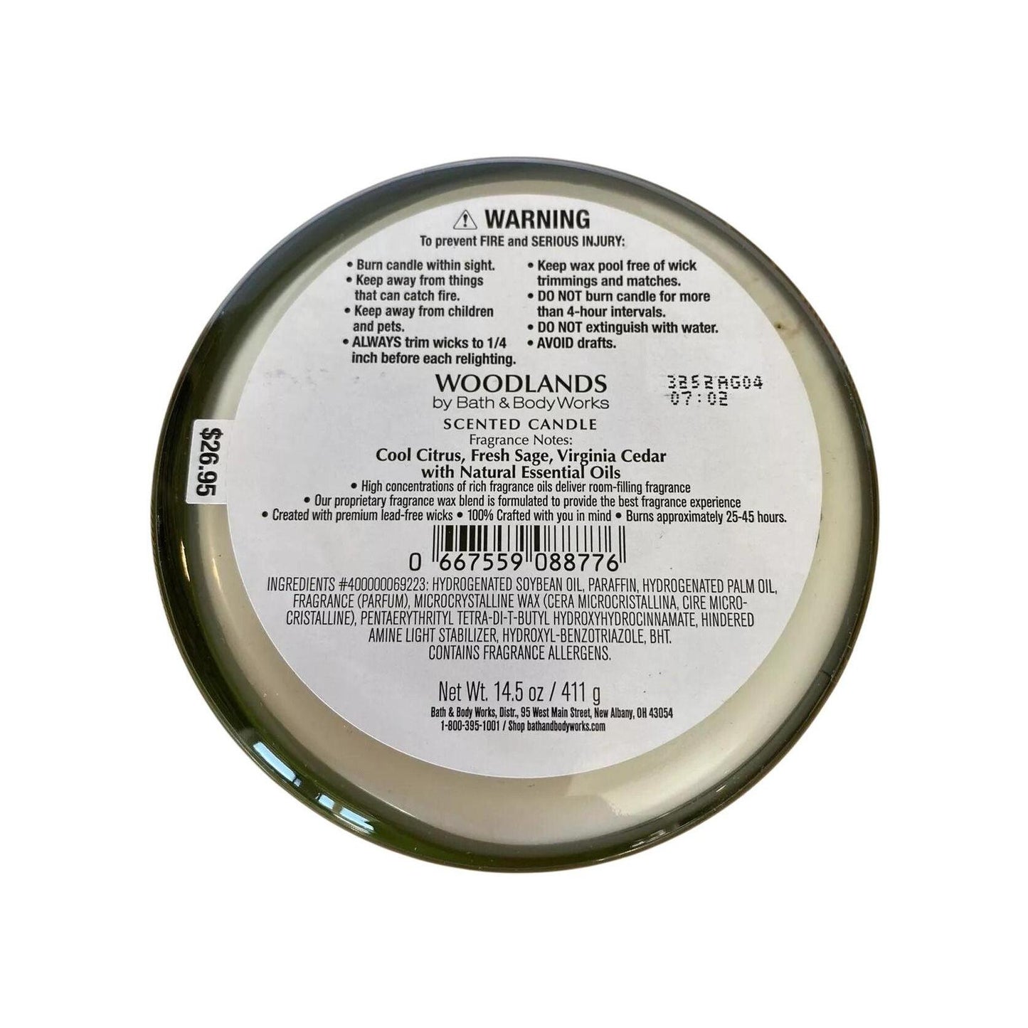 Bath & Body Works Woodlands 3-Wick Candle