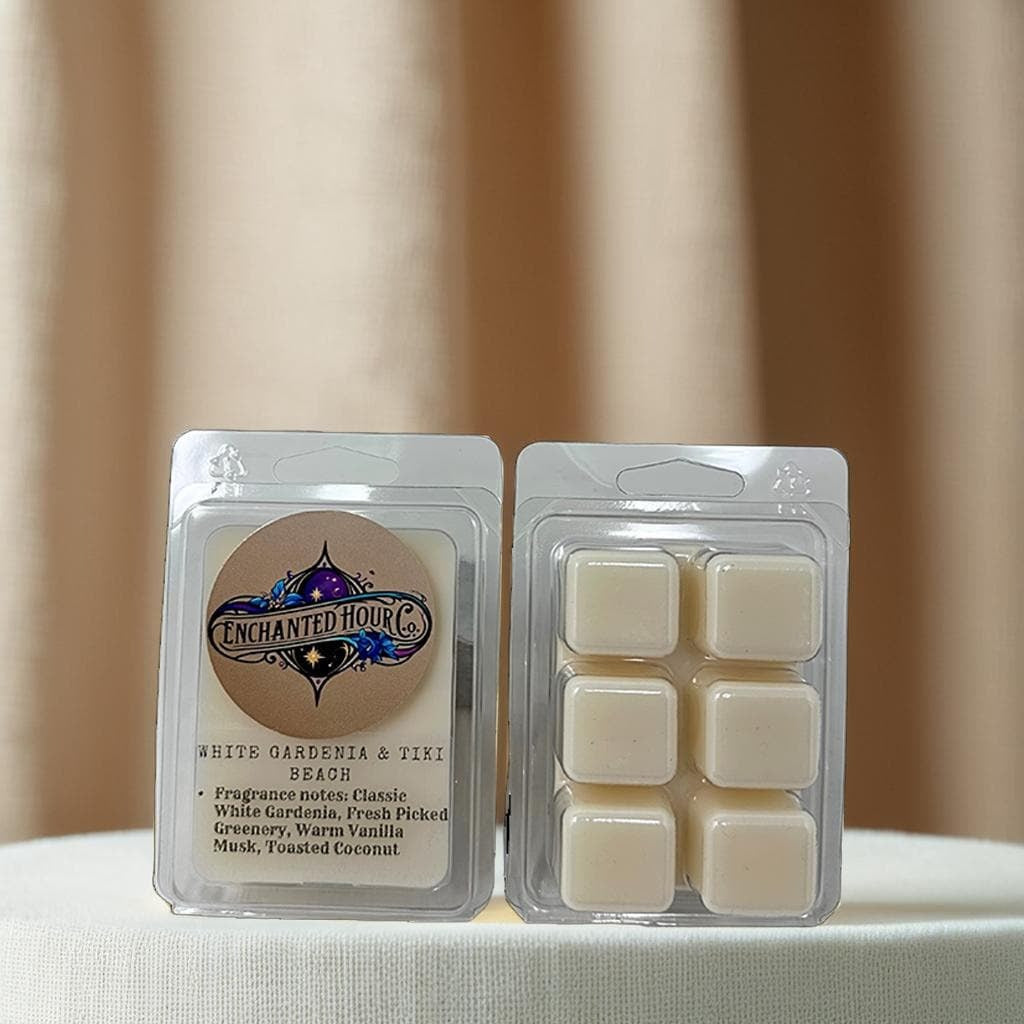 White Gardenia + Tiki Beach Wax Melts | Bath & Body Works | Floral, Coconut, Vanilla, Fresh Greenery Scent | Enchanted Hour Co