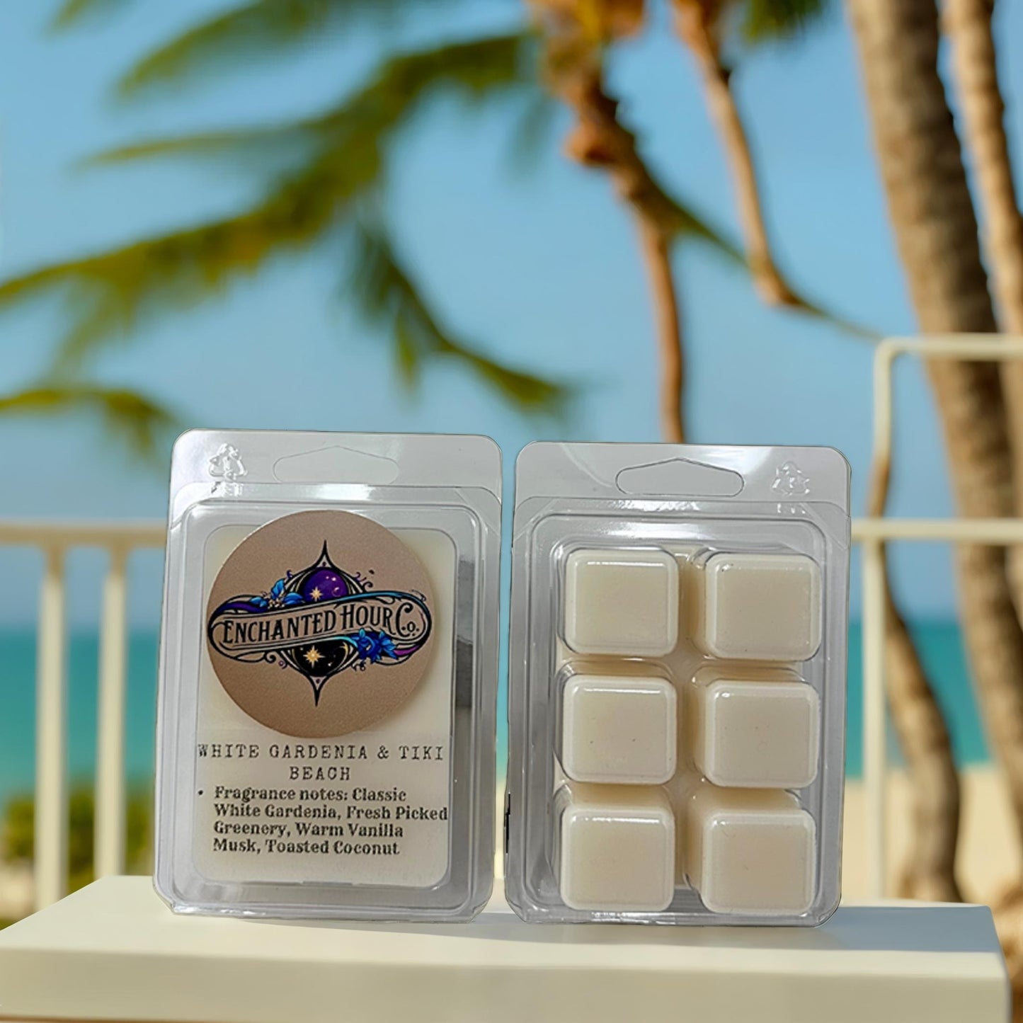 White Gardenia + Tiki Beach Wax Melts | Bath & Body Works | Floral, Coconut, Vanilla, Fresh Greenery Scent | Enchanted Hour Co