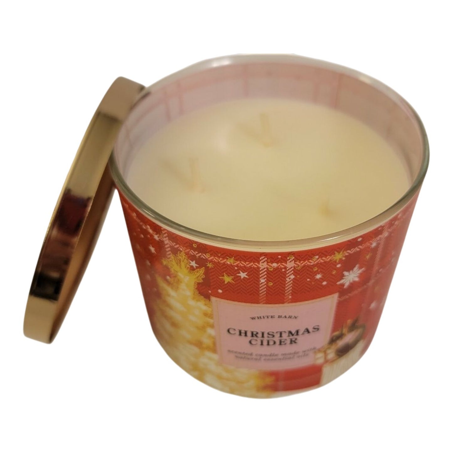 Christmas Cider Scented 3-Wick Candle (White Barn)