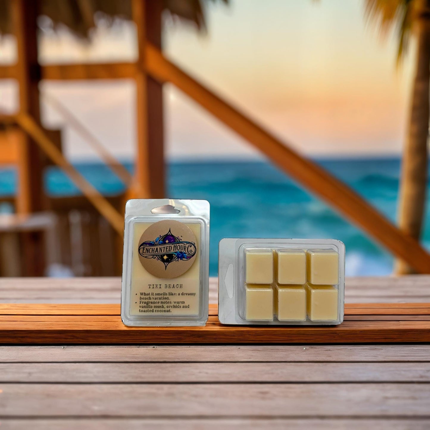Tiki Beach Wax Melts | Bath and Body Works Wax Melts | Coconut Vanilla & Warm Sandalwood Scent | Enchanted Hour Co.