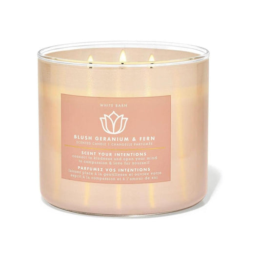 Barh & Body Works Bluesh Geranium & Fern 3-Wick Scented Candle 