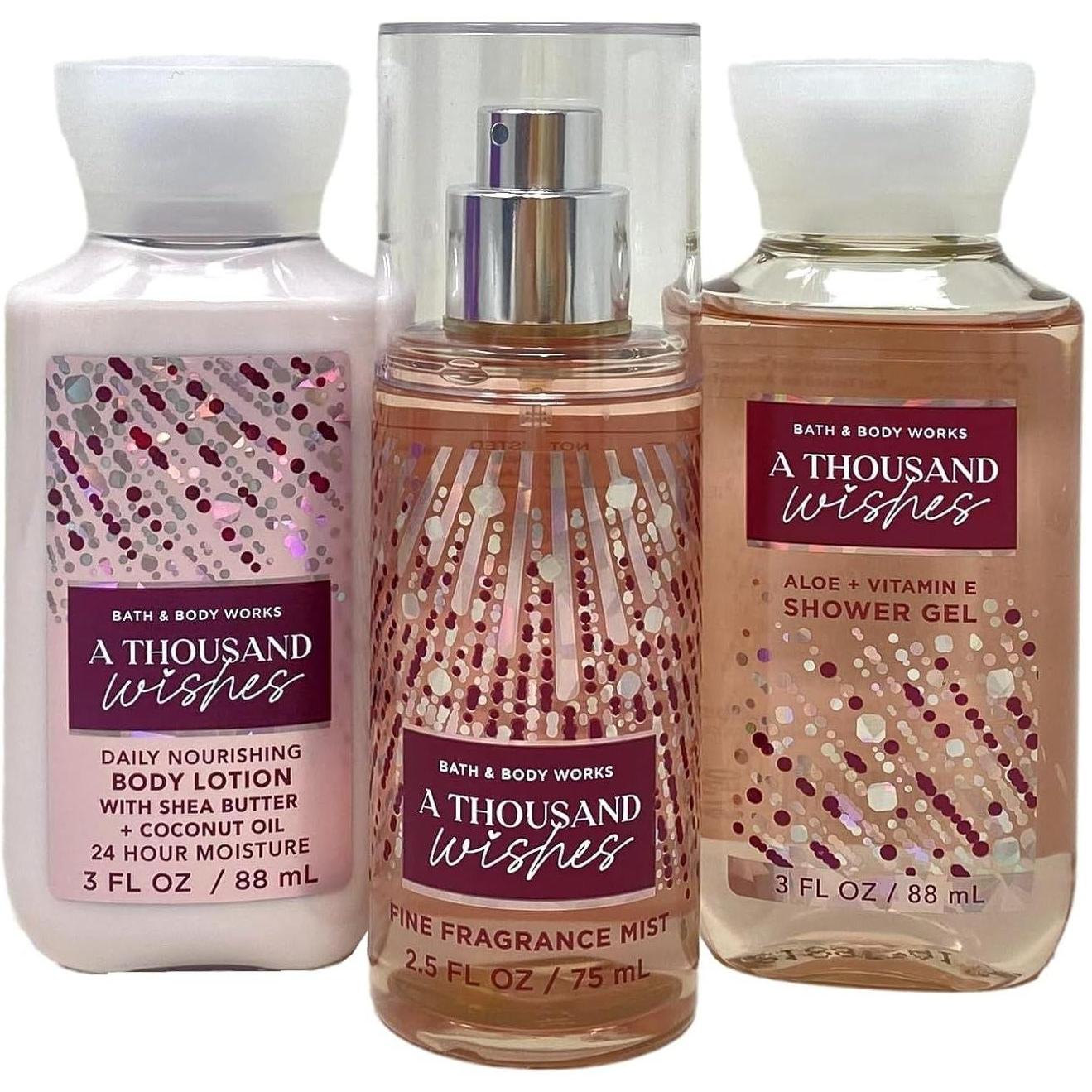 Bath & Body Works A Thousand Wishes Winter Wishes Mini Gift Box Set - Fragrance Mist - Shower Gel And Body Lotion, Travel Size 