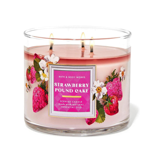 Bath & Body Works Bath And Body Work Strawberry Pound Cake 3-Wick Scented Candle 