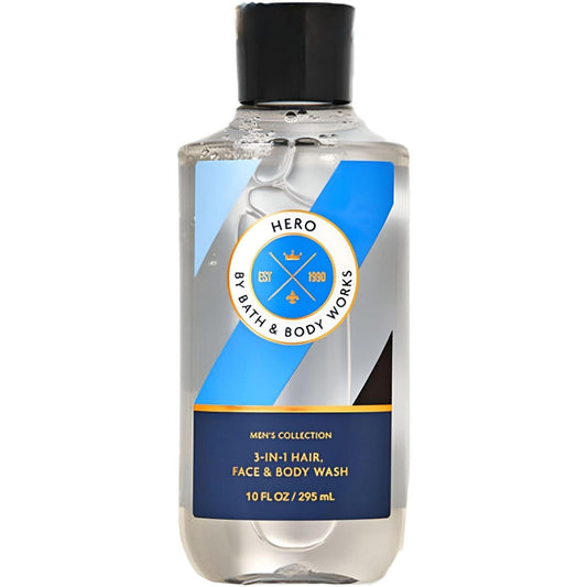 Bath & Body Works-Bath and Body Works Hero 3-In-1 Hair Face & Body Wash (Men's Collection) 10 FL / 295 mL-