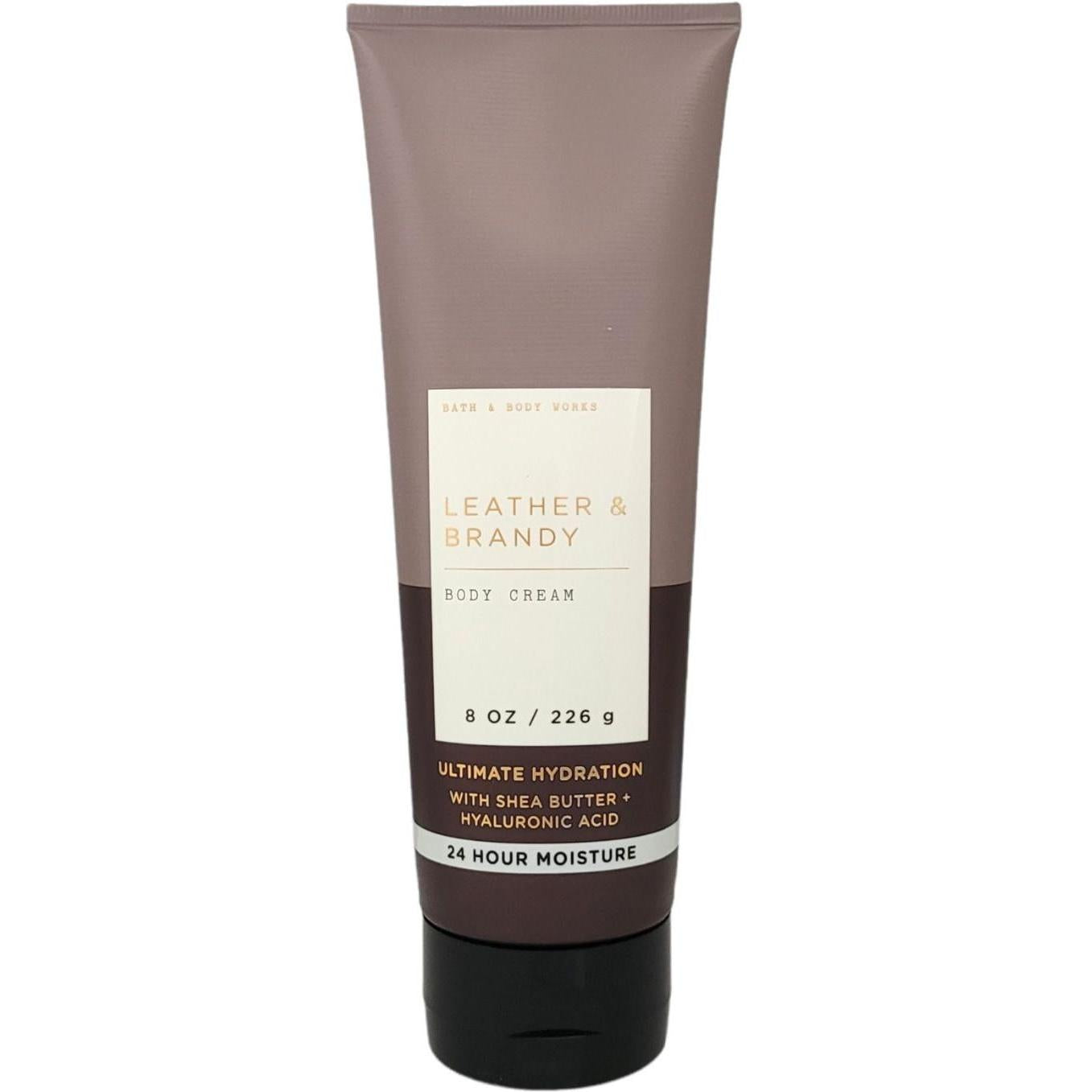 Bath & Body Works-Bath and Body Works Leather & Brandy Ultimate Hydration Body Cream (8 OZ / 226 g)-