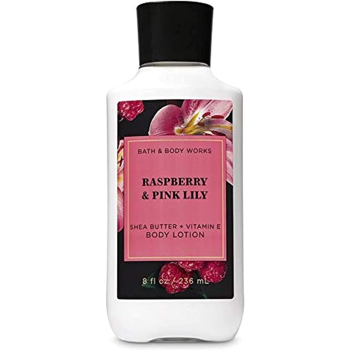 Bath & Body Works-Bath and Body Works Raspberry and Pink Lily Body Lotion (8 fl oz / 236 mL)-