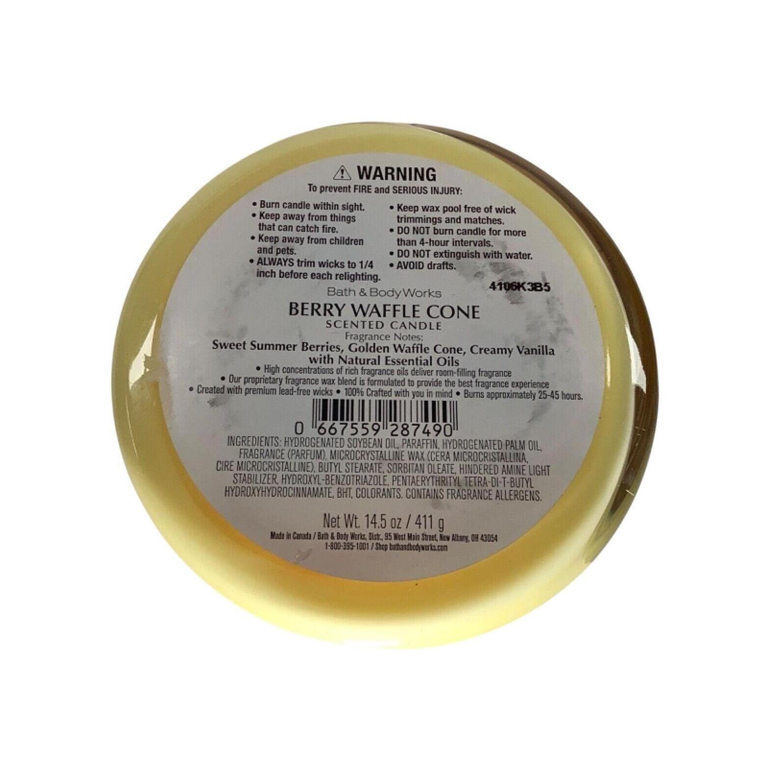 Bath & Body Works Berry Waffle Cone Scented 3-Wicked Candle 