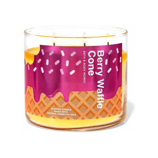 Bath & Body Works Berry Waffle Cone Scented 3-Wicked Candle 