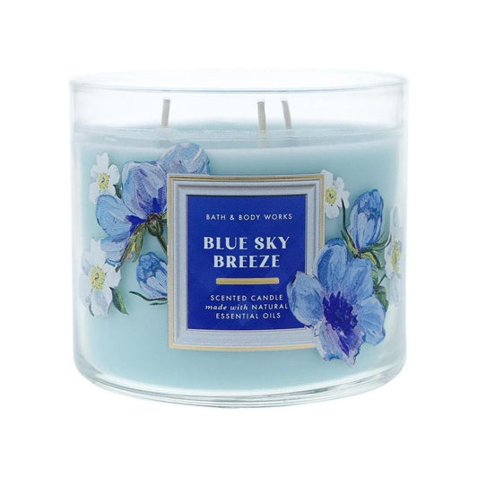 Bath & Body Works Blue Sky Breeze Scented 3 Wick Candle 