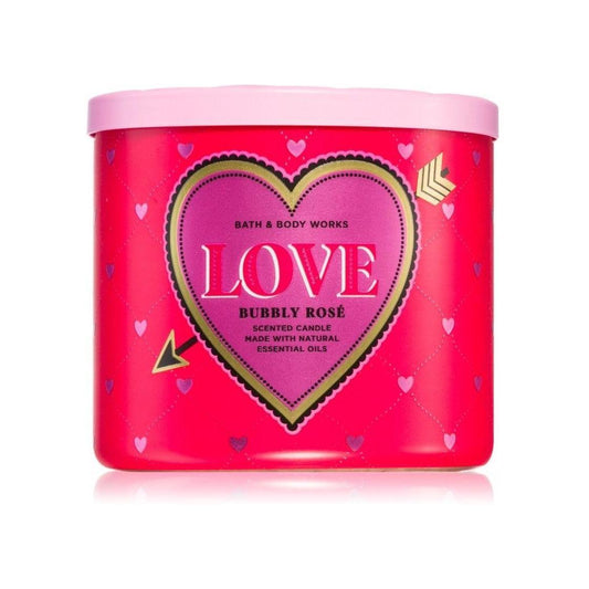 Bath & Body Works Bubbly Rosé - Love Scented 3-Wick Candle 