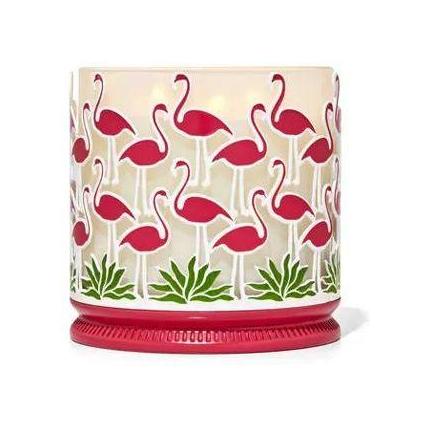 Bath & Body Works Candle Holder Compatible With And White Barn 3-Wick Candles Flamingo Flock (White Barn) 