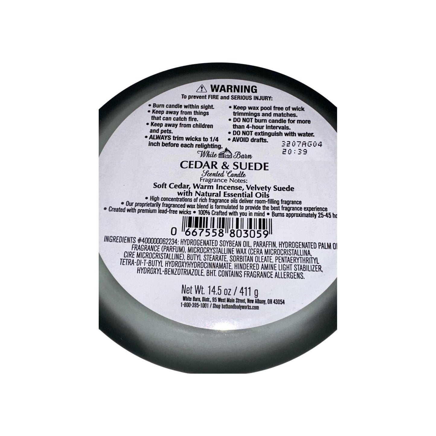 Bath & Body Works Cedar & Suede Soft Cedar Warm Incense Velvety Suede 3-Wick Candle 